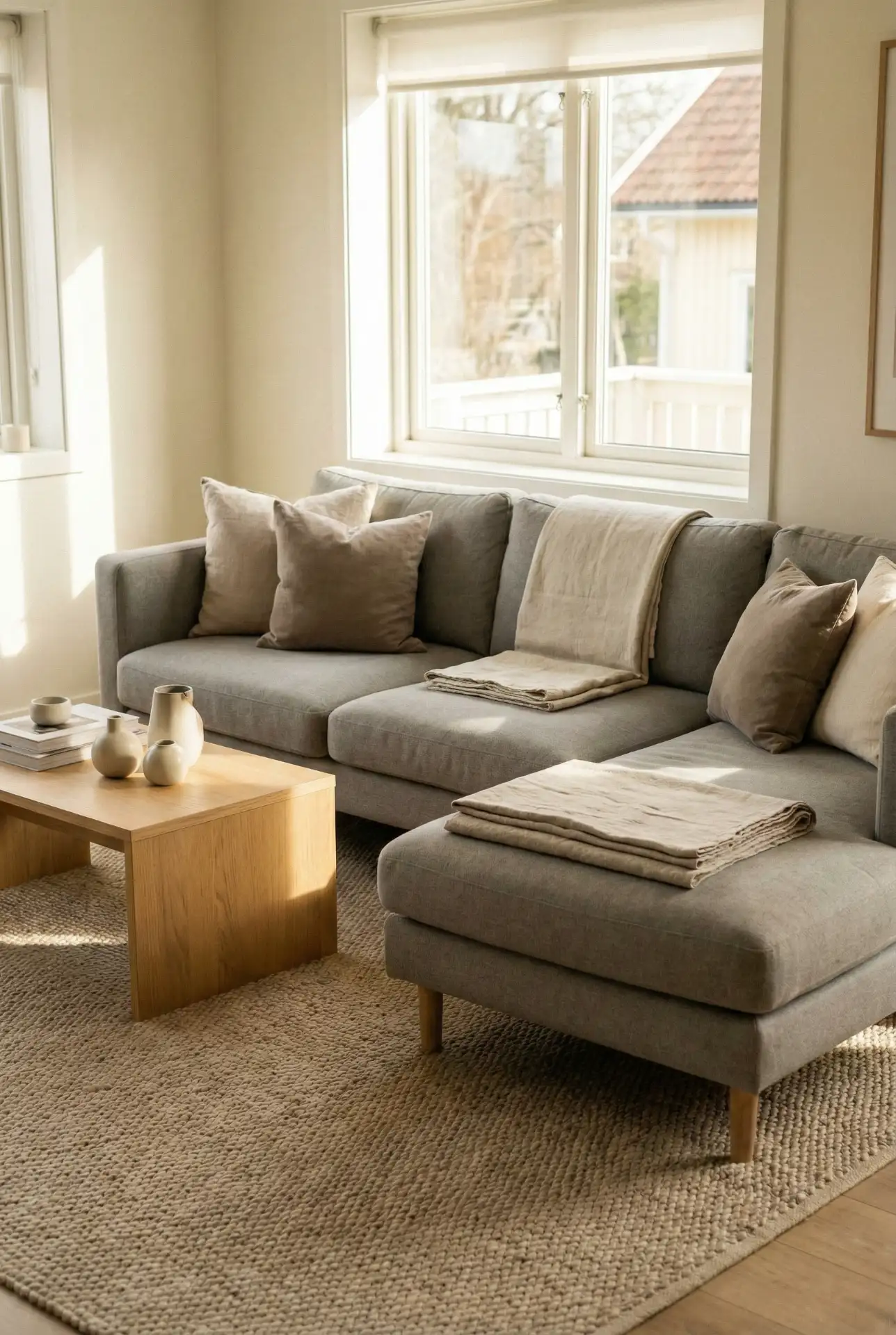 Grey Sectional With Taupe Layers And Tonal Depth 1