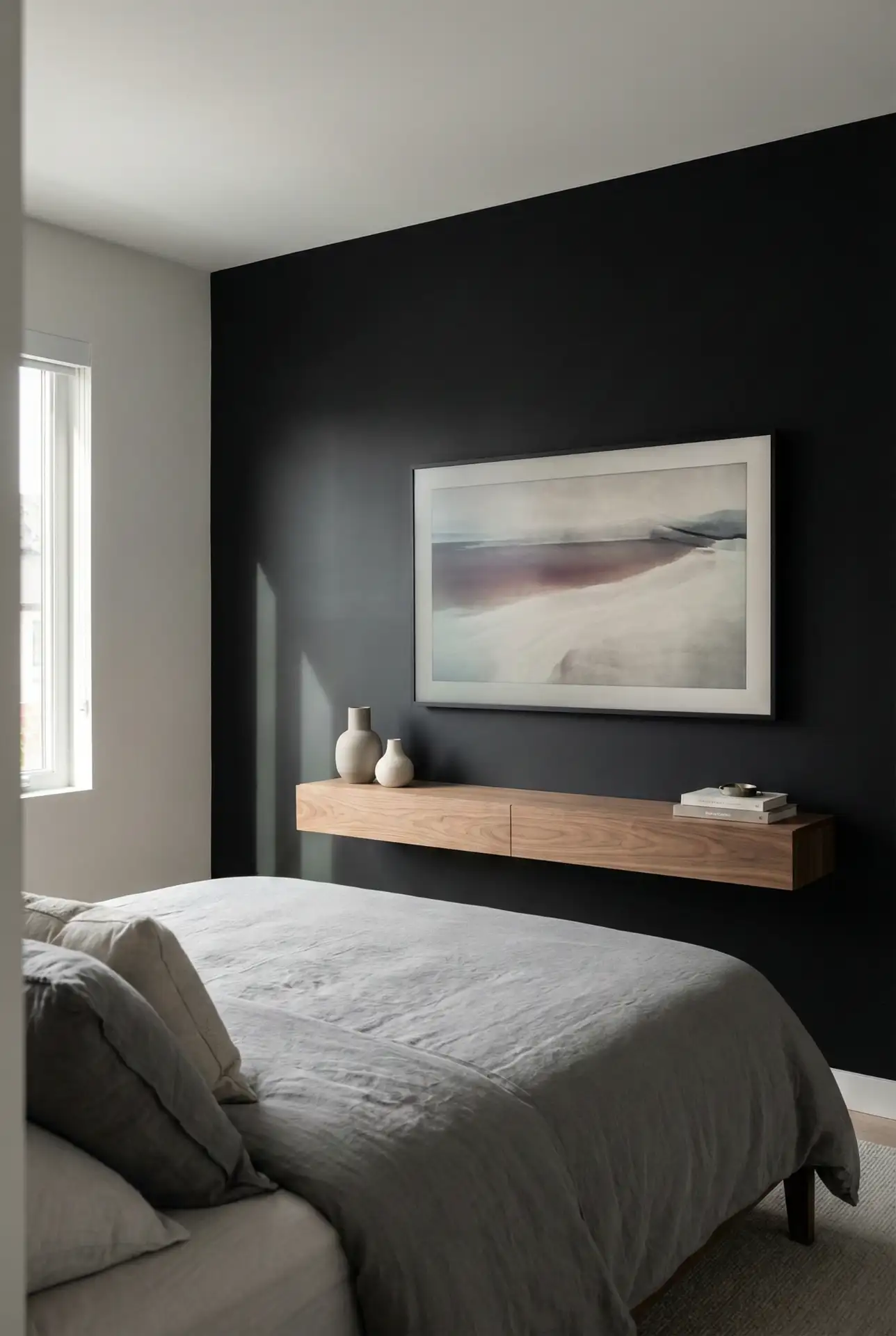 Hidden TV On The Black Accent Wall 1