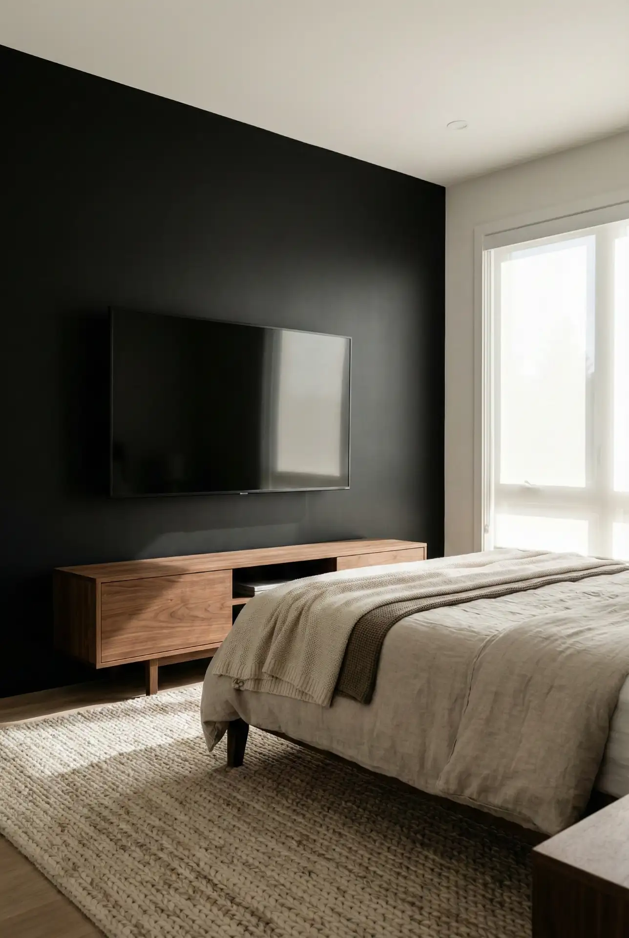 Hidden TV On The Black Accent Wall 2