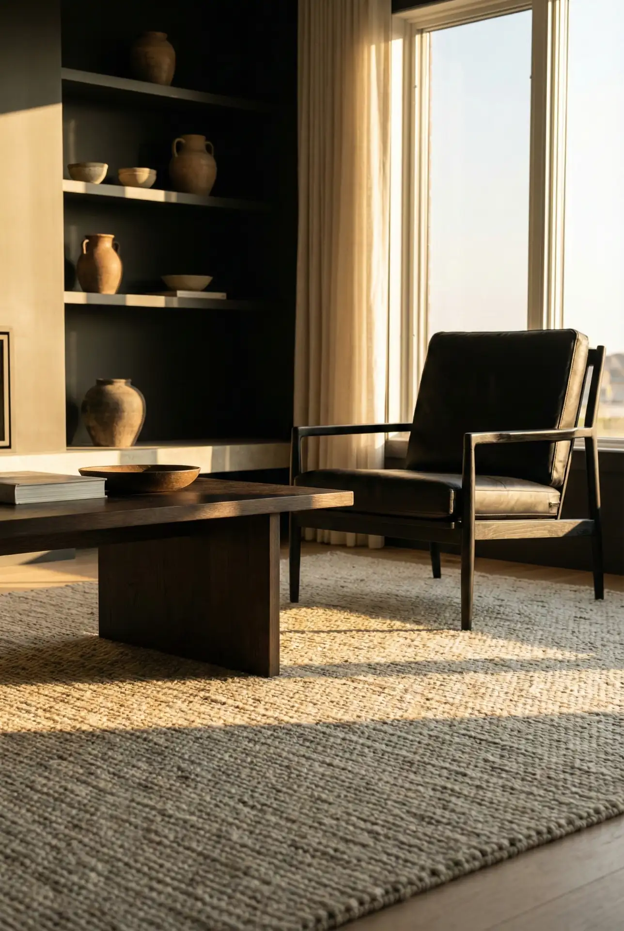 High-Contrast Black, White, And Wood 1