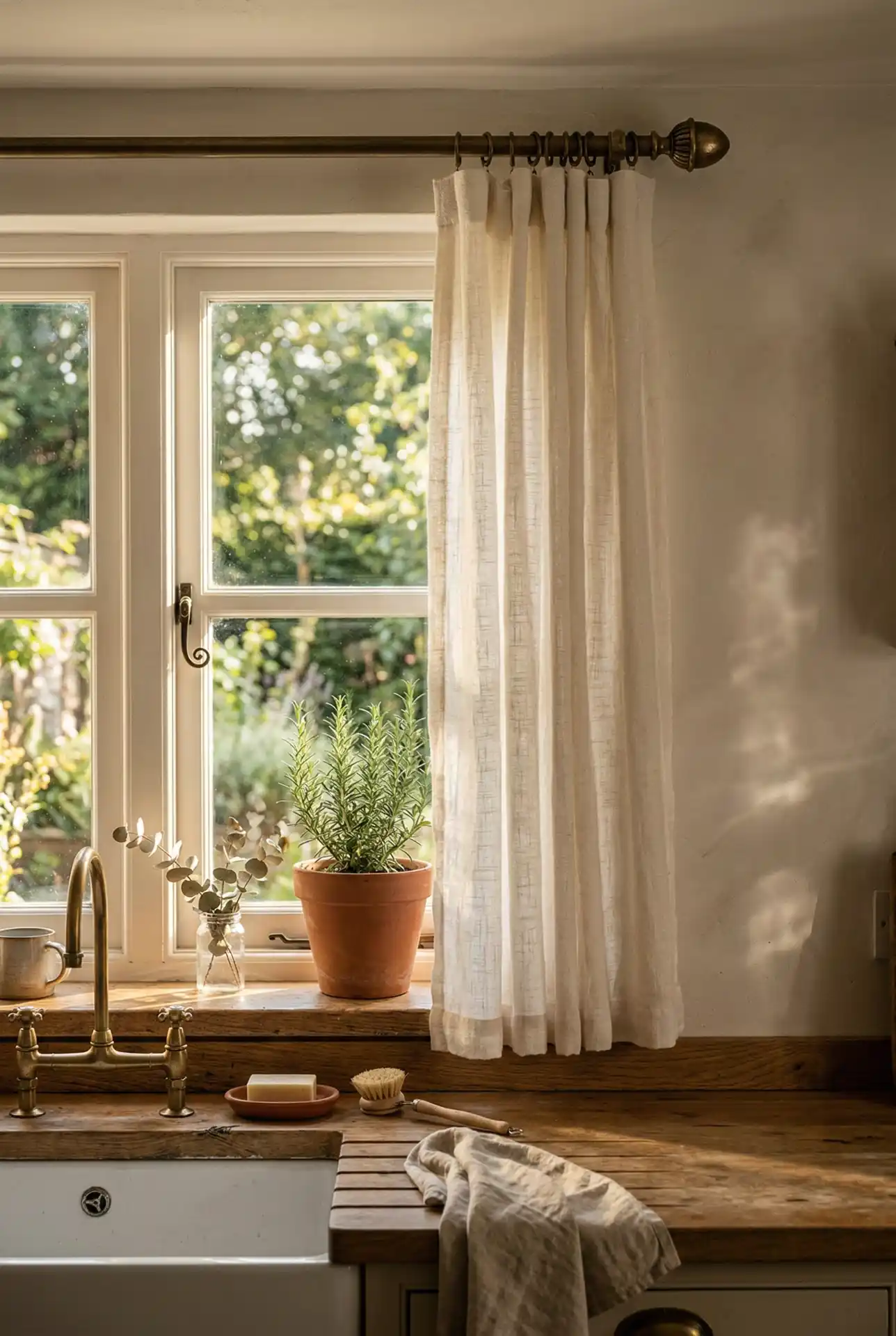 Indian-Style Brass Rod With Simple Cotton Curtains 2