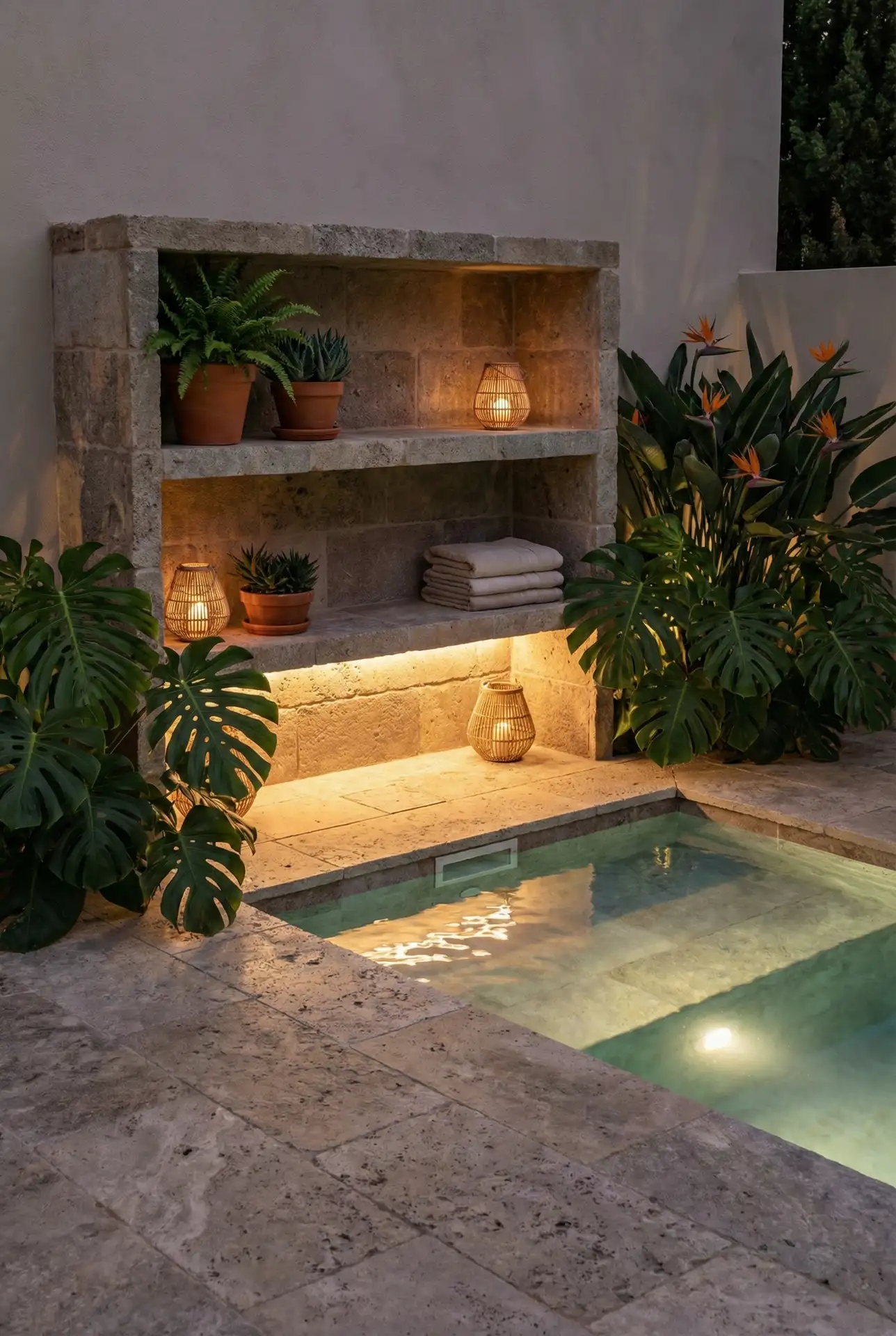 Lagoon-Pool Lounge Shelf With Umbrella Slot 2