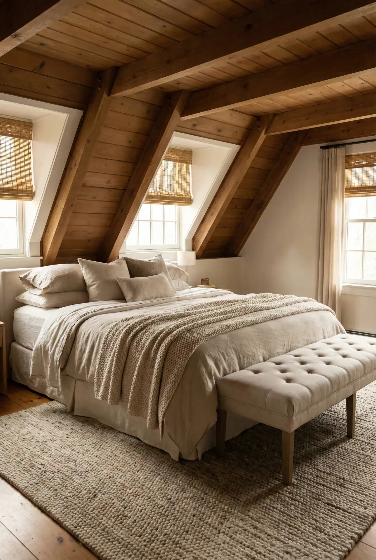 Large Low-Ceiling Guest Room With Layered Cozy Neutrals 1