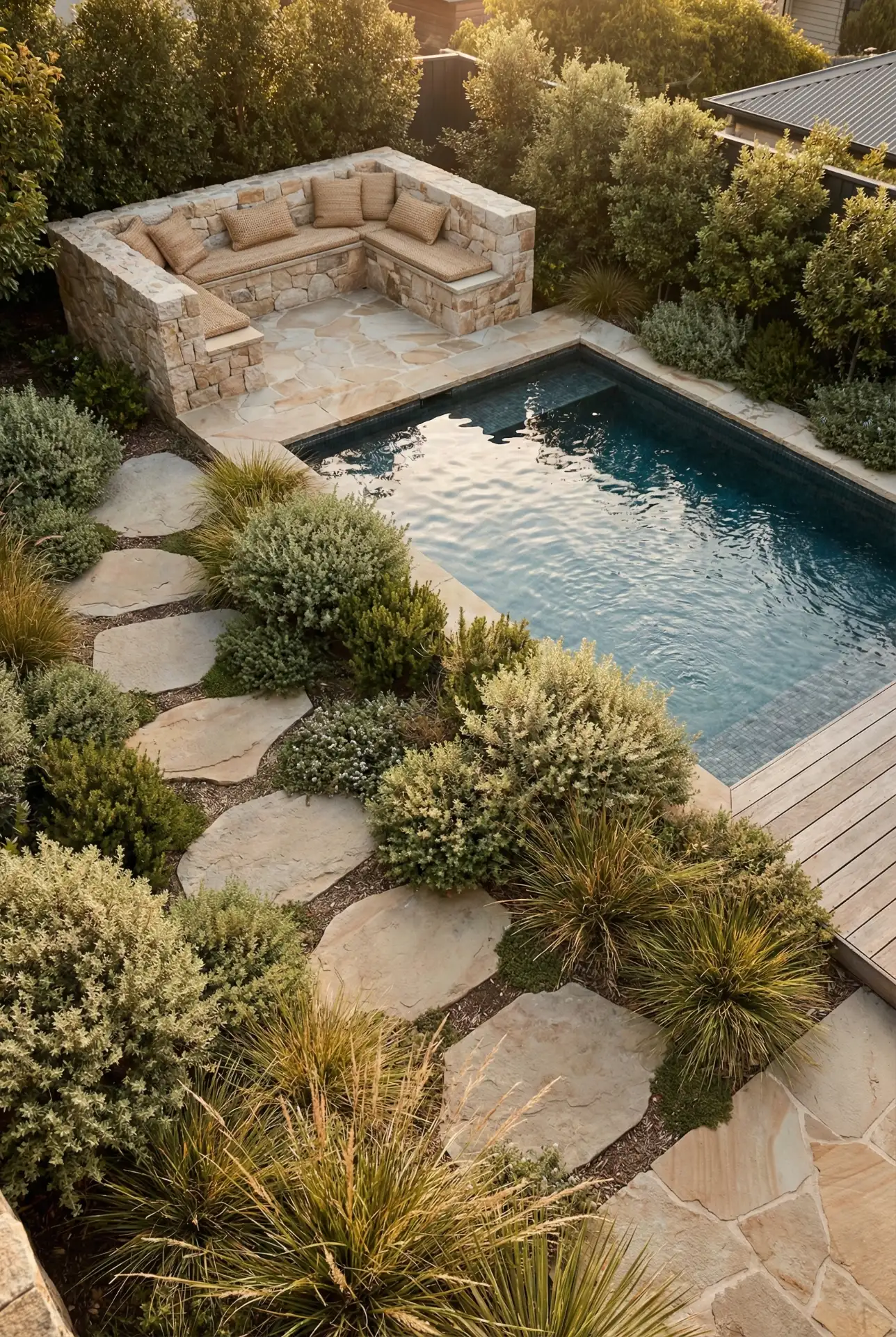 Layered Planting Zones For A Plunge Pool In Tight Spaces 1