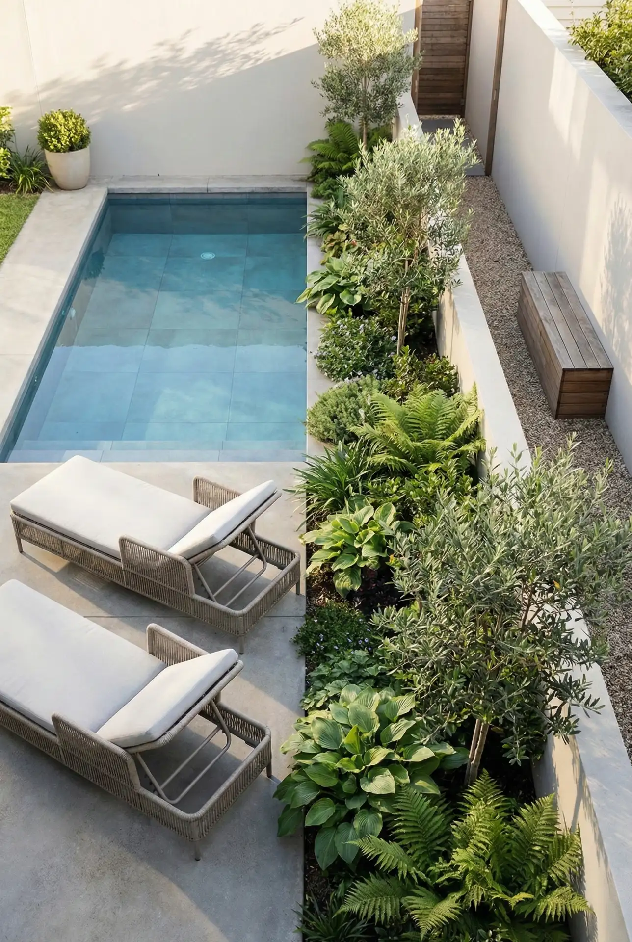 Layered Planting Zones For A Plunge Pool In Tight Spaces 2