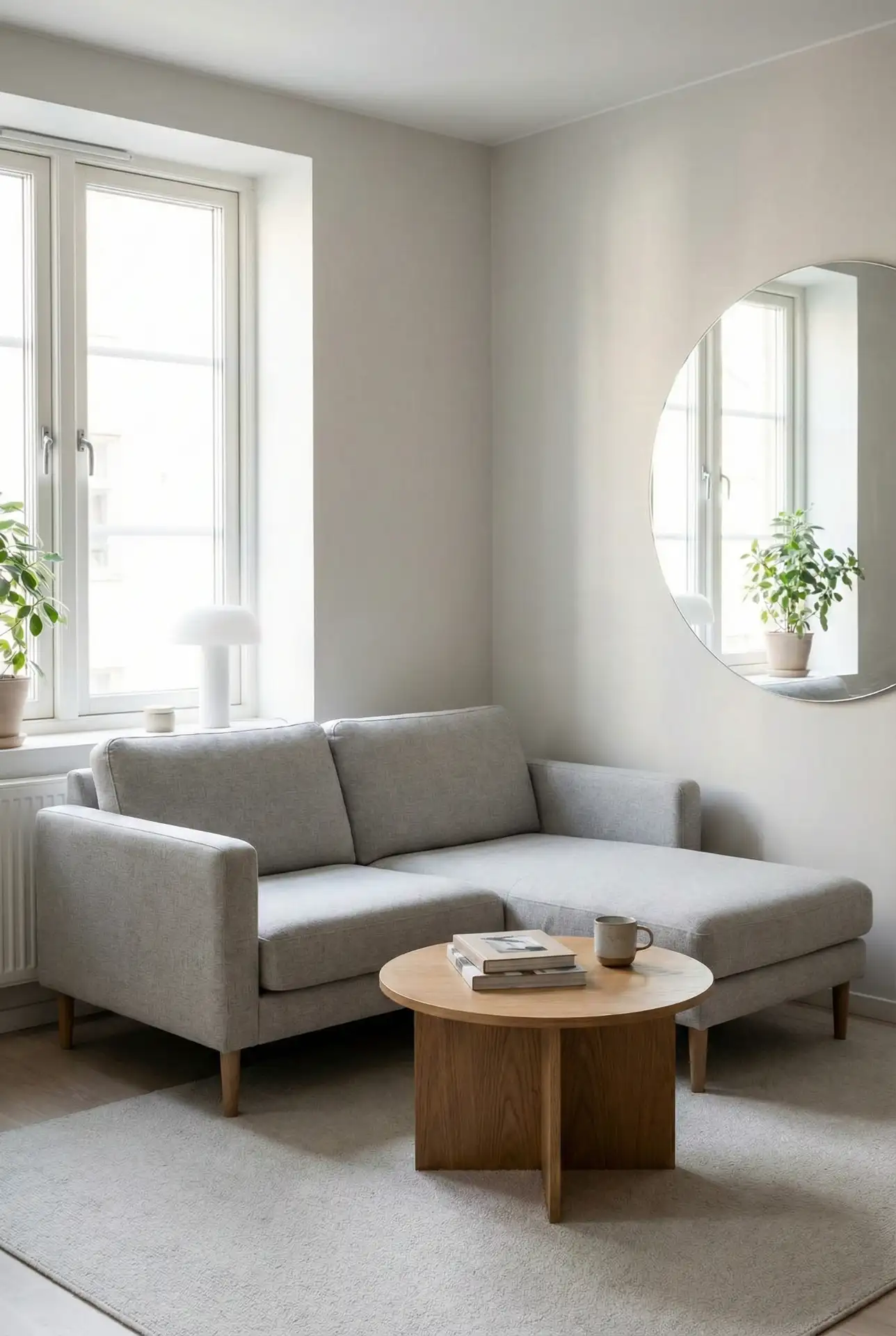 Light-Gray Sectional In A Small Space With Smart Shape 1