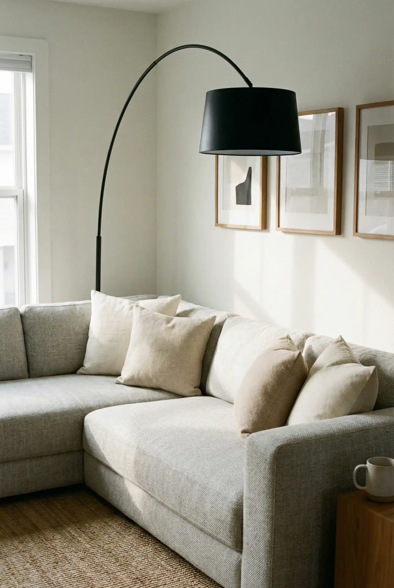 Light-Gray Sectional With Airy Minimal Styling 2