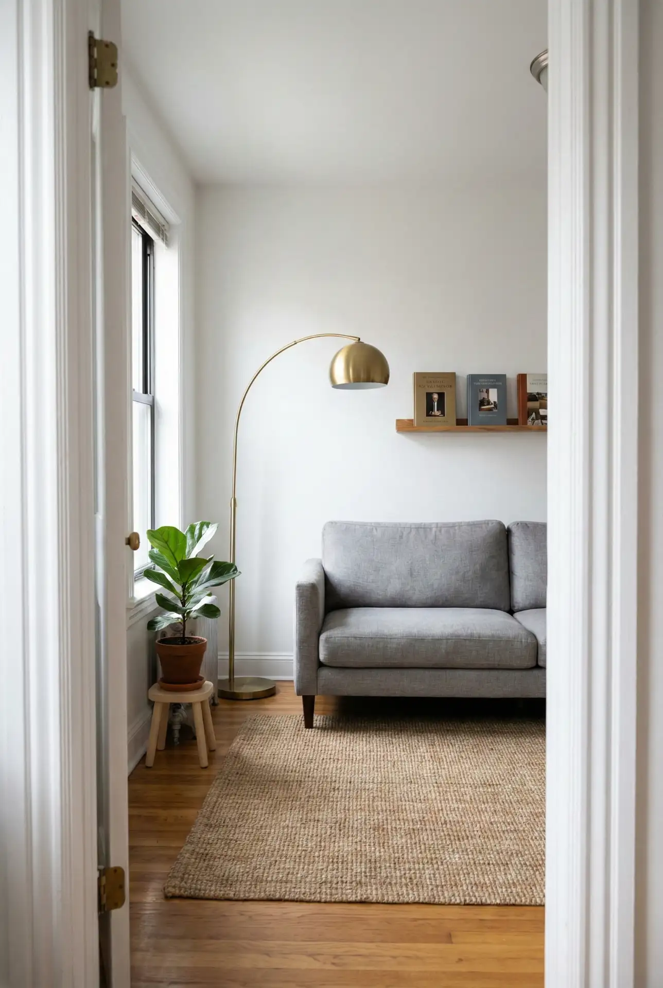 Light Grey Minimalism For A Tiny Apartment Layout 1