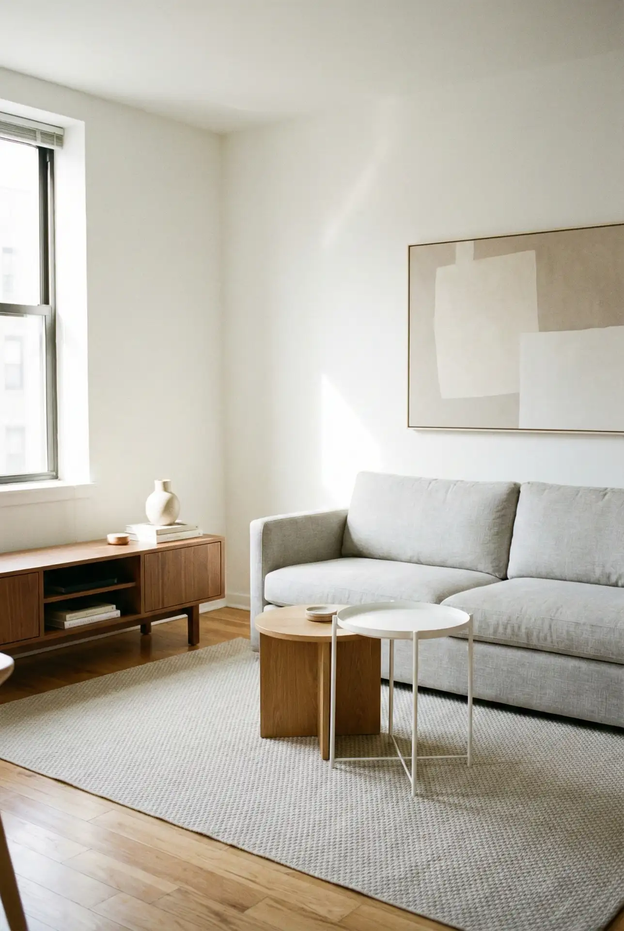 Light Grey Minimalism For A Tiny Apartment Layout 2