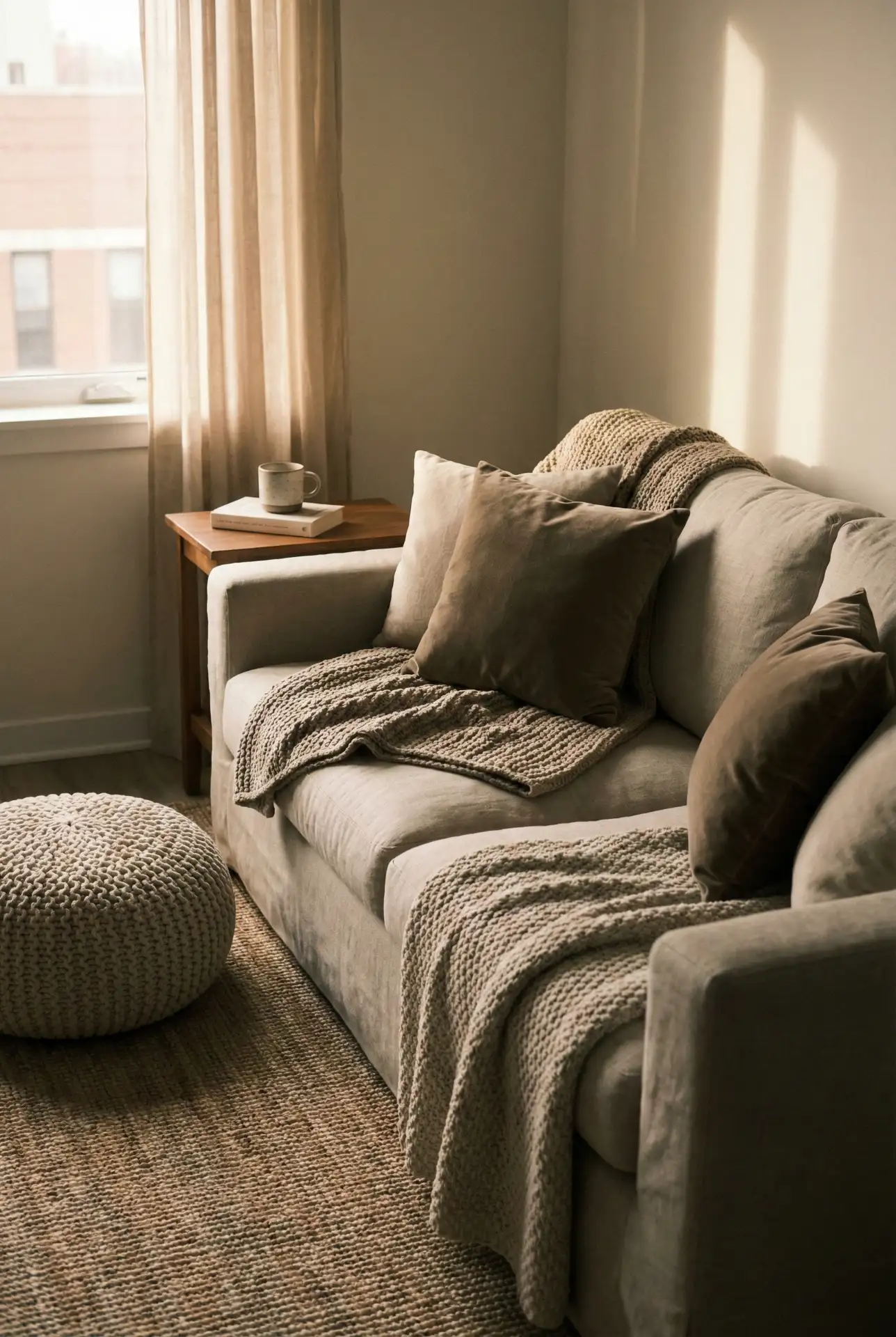 Living Room Movie Night Setup With Cozy Layers 1