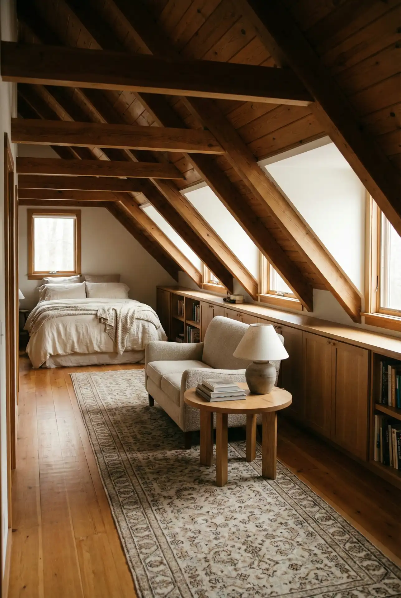Long Attic Bedroom With Aesthetic Cozy Zoning 1