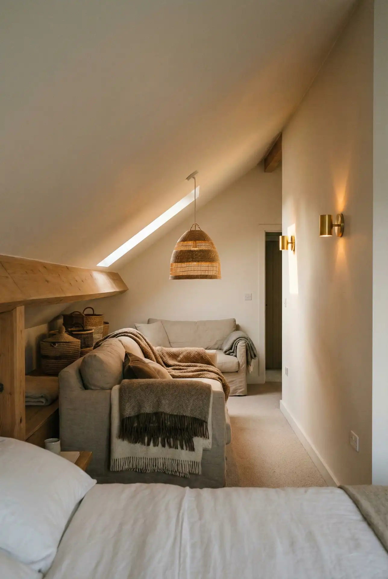 Long Attic Bedroom With Aesthetic Cozy Zoning 2