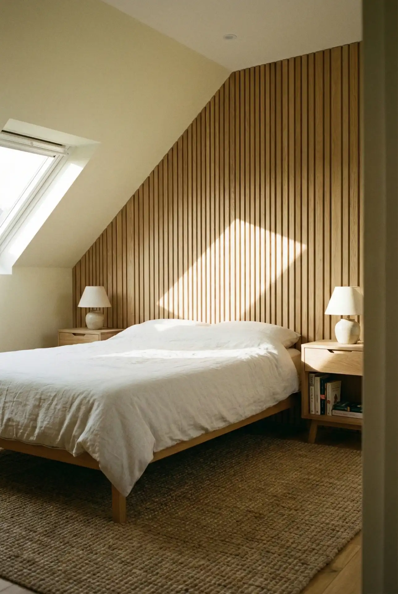 Low Ceiling Master With Platform Bed And Wide Headboard Wall 1