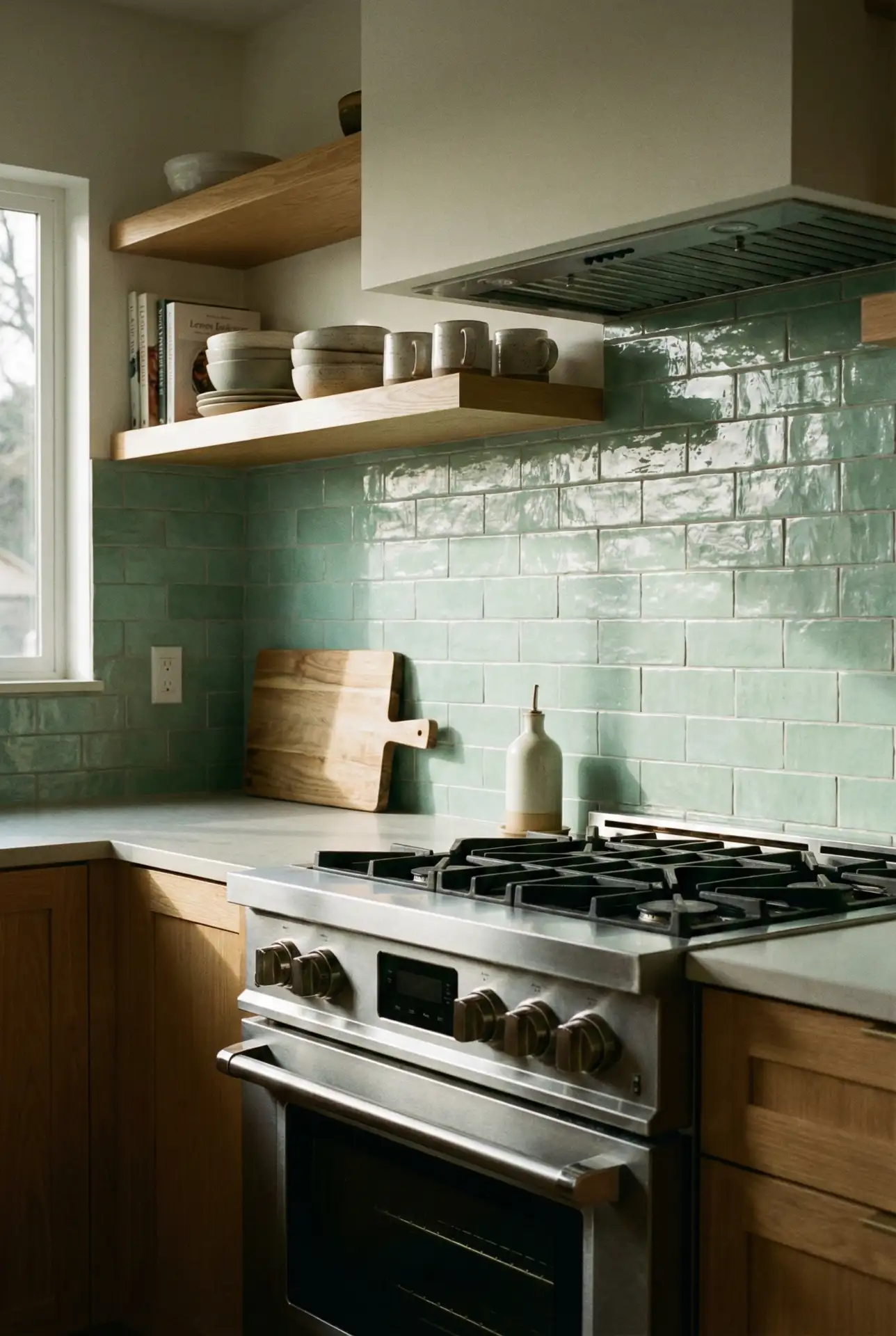 Luxury Green Kitchen With Marble and Soft Gold 2