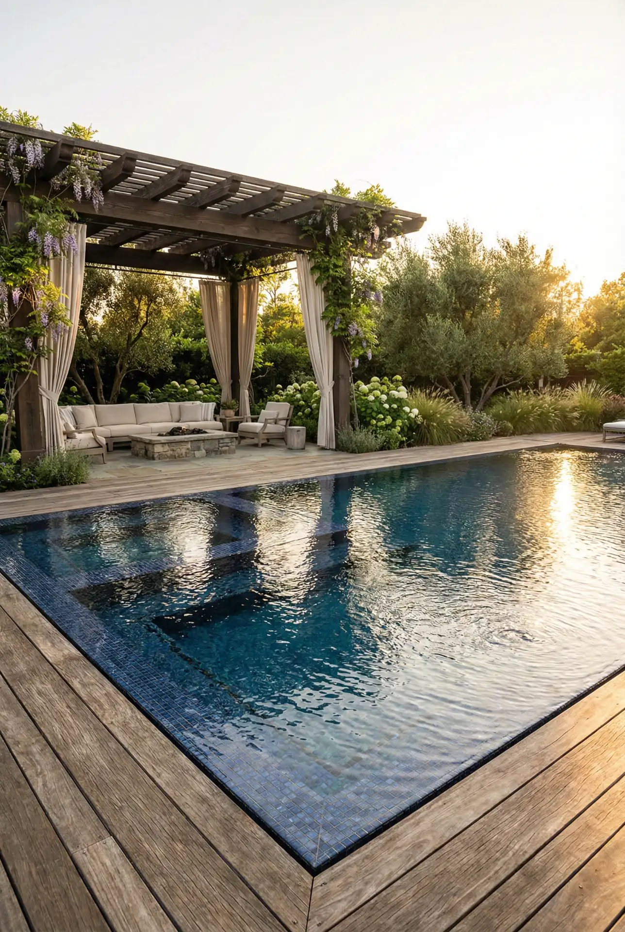 Luxury Rectangle Pool with Pergola Shade 2