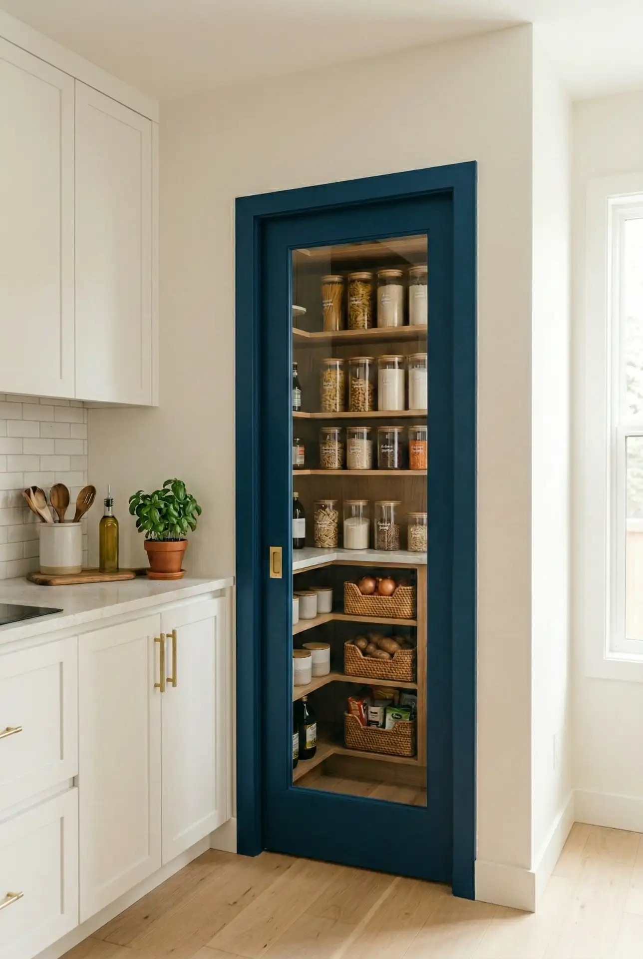 Makeover with Bold Painted Pantry Door 1