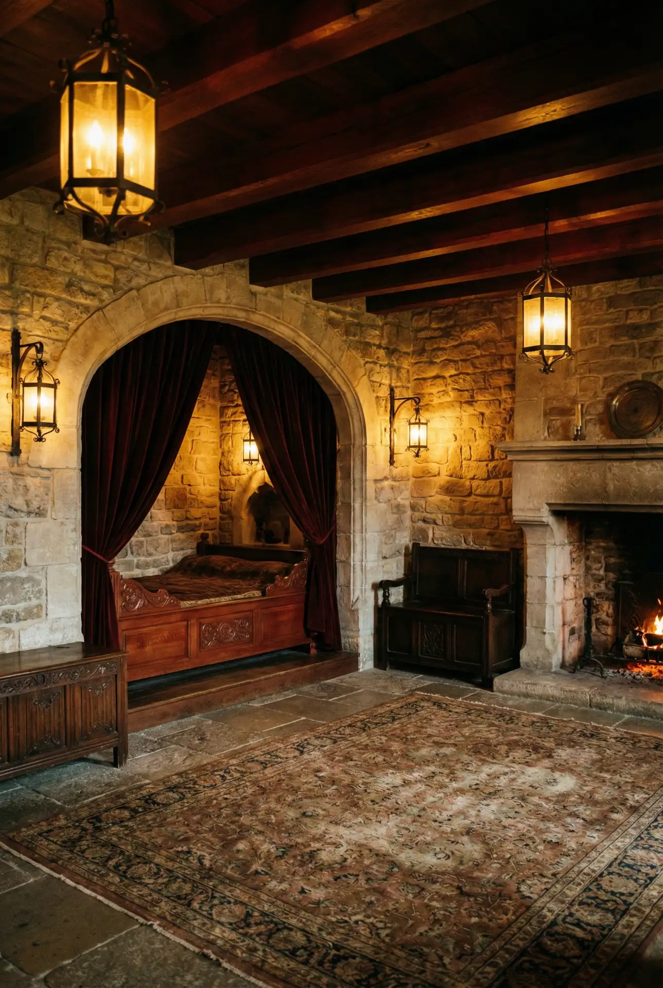 Medieval Stone Chamber With Cherry Wood Details 1