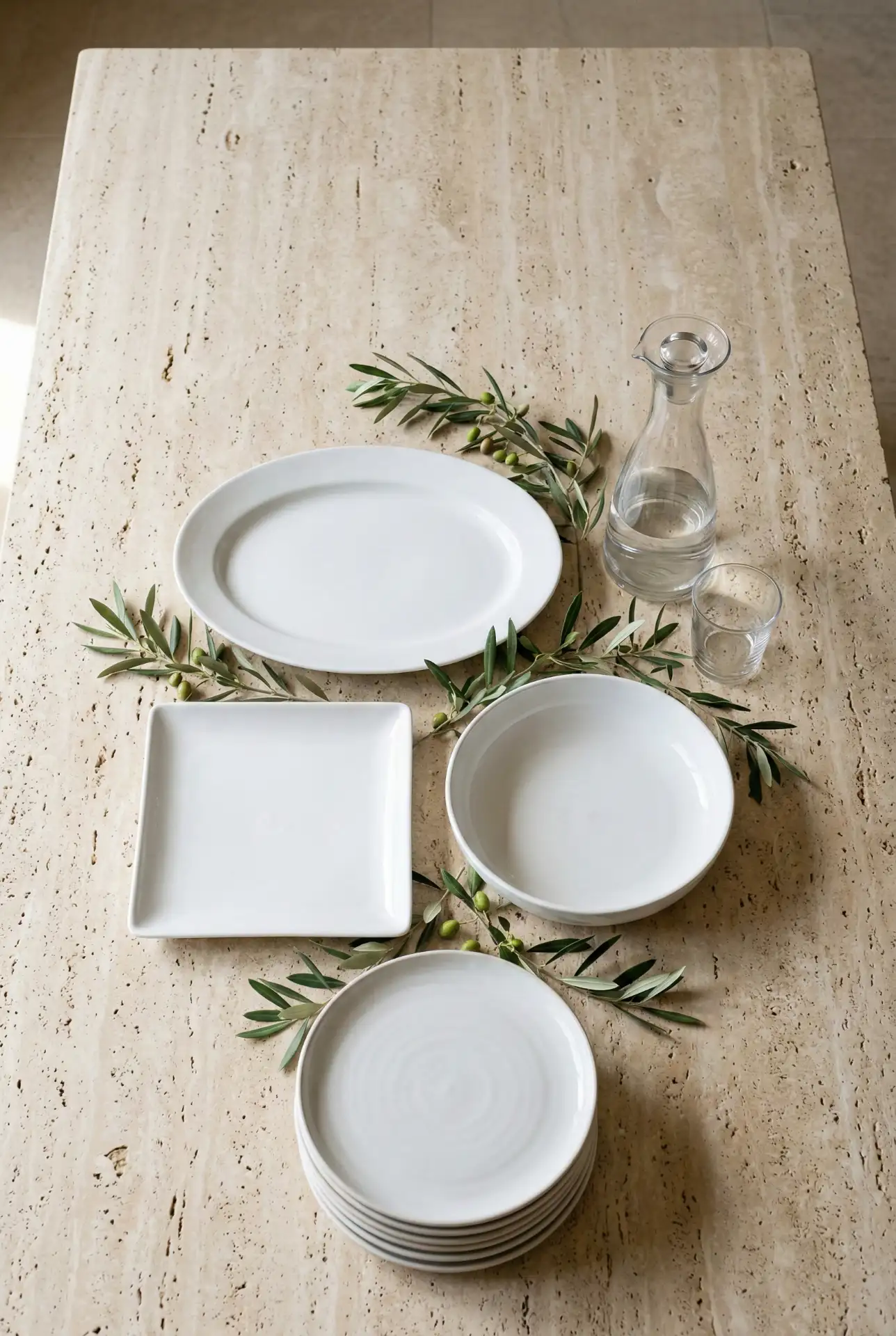 Mediterranean Dinner Buffet With Stone And White Layers 2