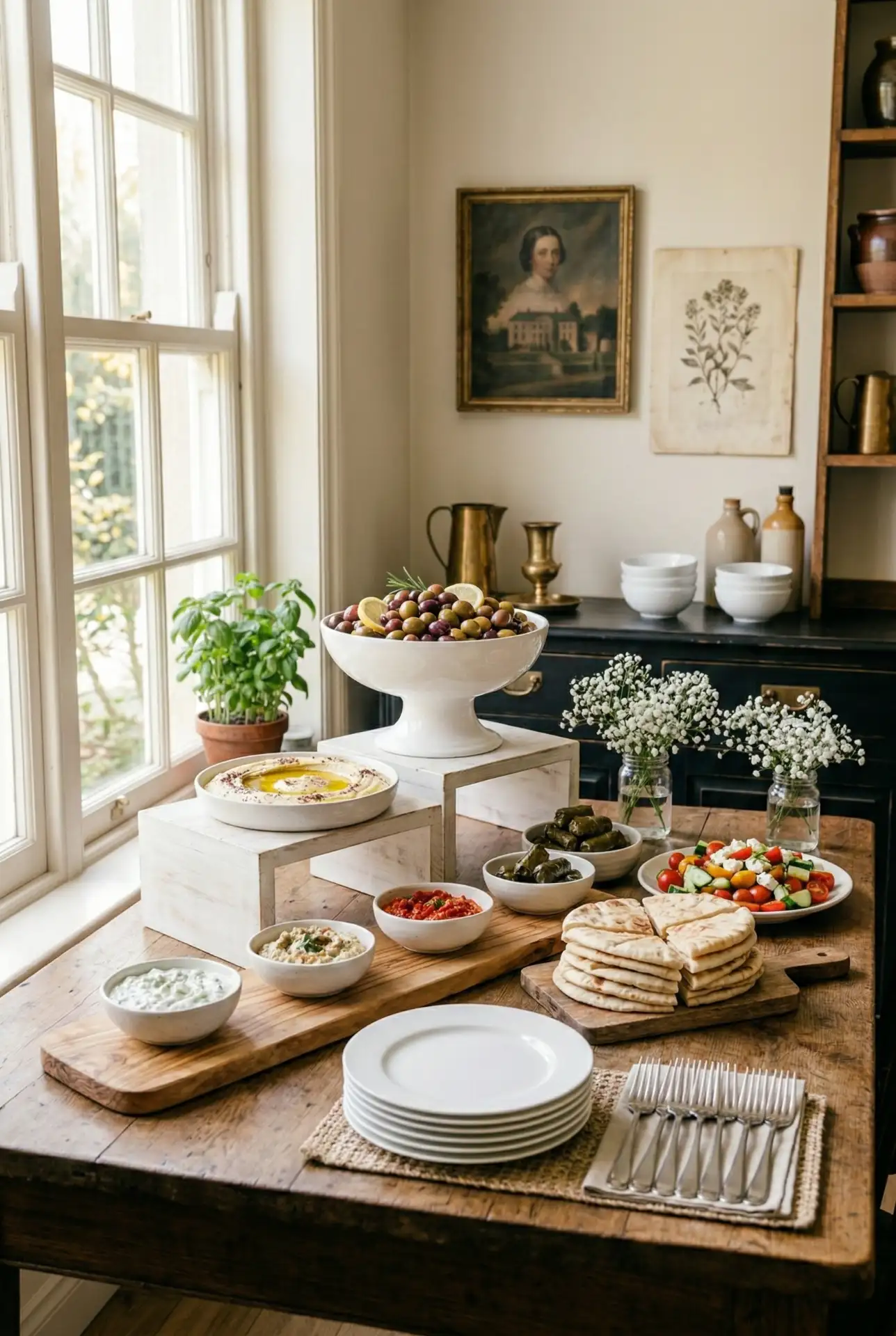 Mediterranean Mezze Spread With Elevated Risers 1