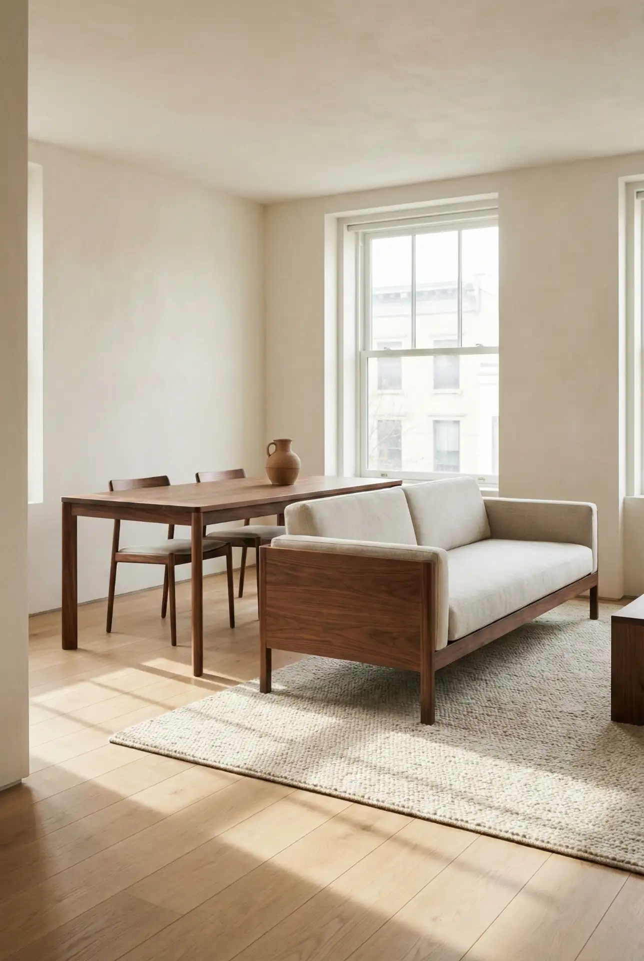 Mid Century Minimalist Living and Dining Area 1