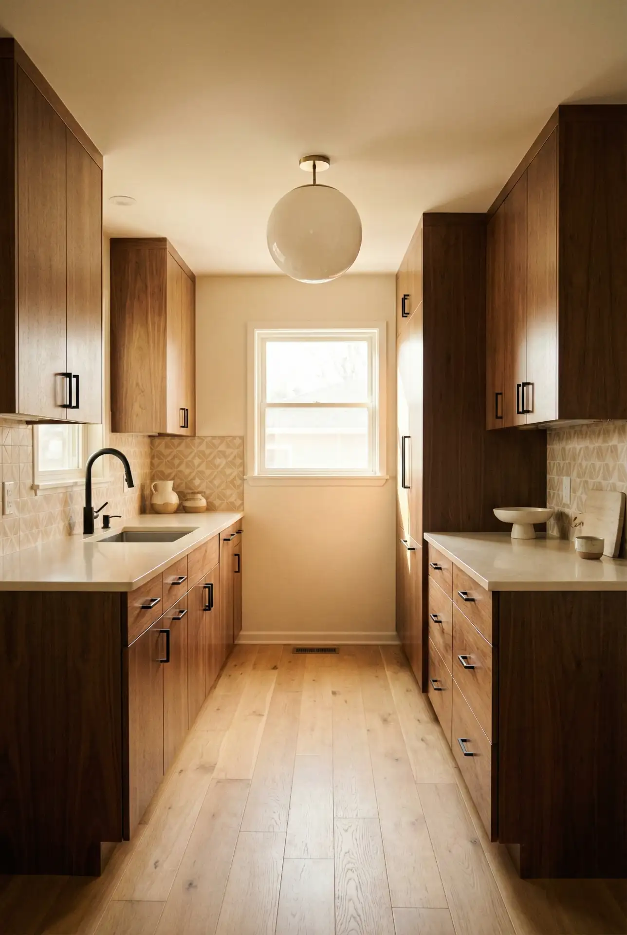 Mid-Century Modern Black Accents In A Clean Galley 1