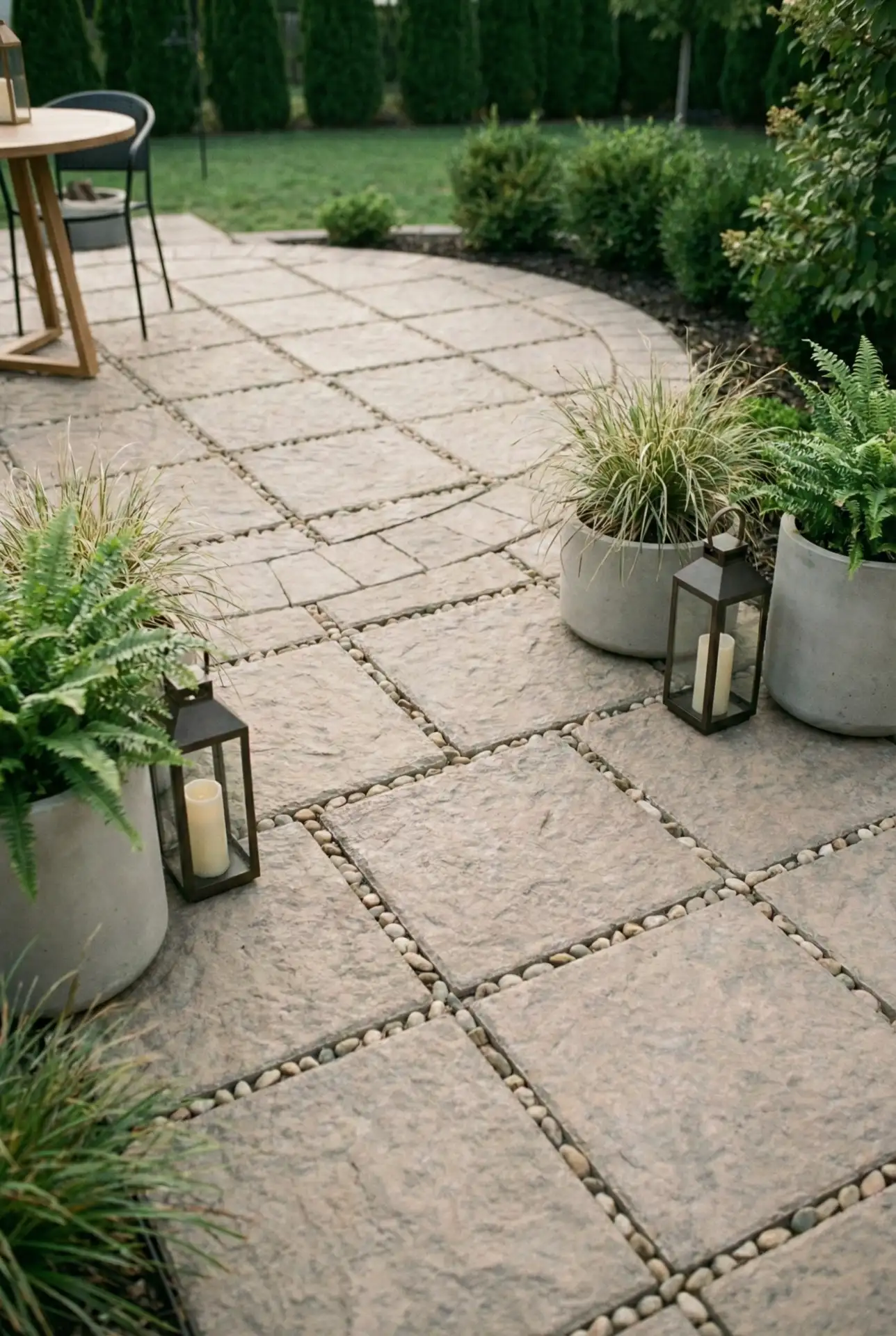 Minimal Concrete Patio With Garden Path Spokes 2