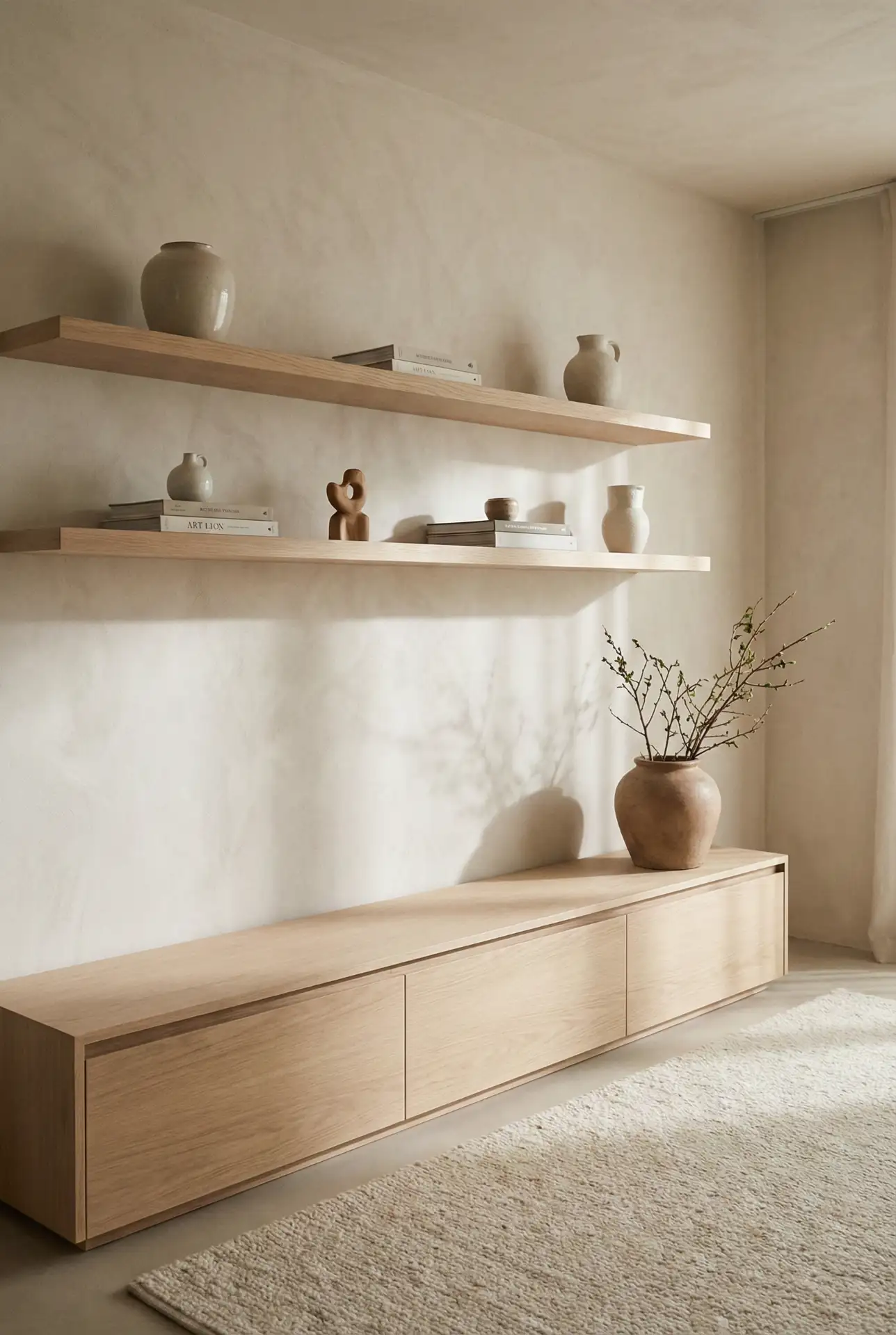 Minimalist Living Room with Floating Shelves 2