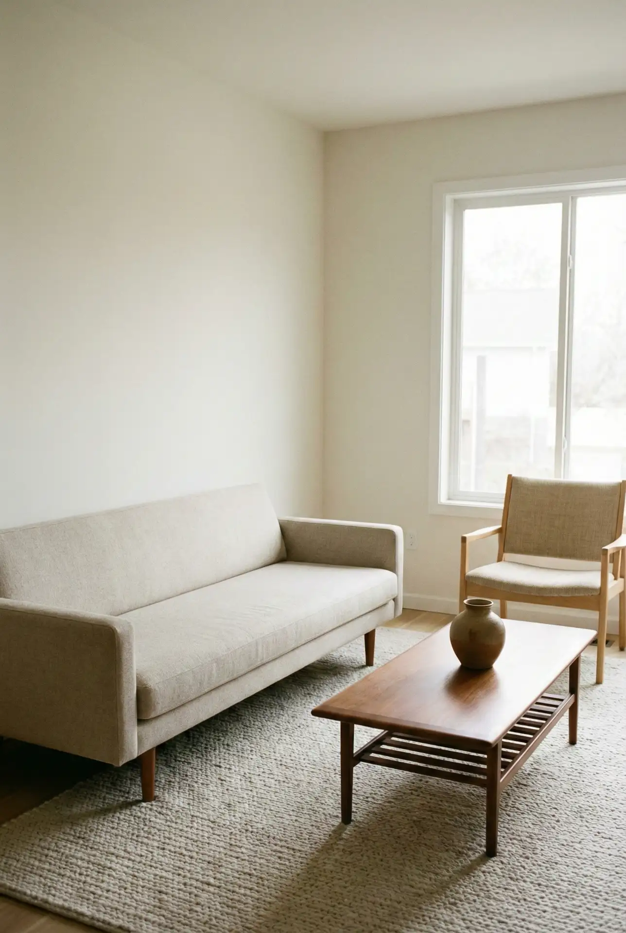 Minimalist Living Room with Mid Century Lines 1