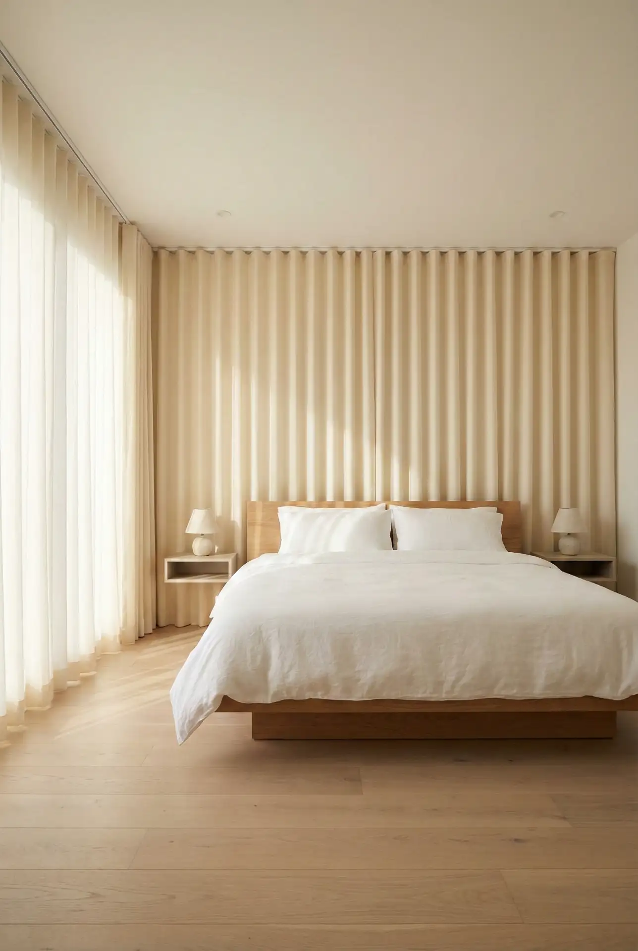Minimalist Ripple-Fold Curtains For A Clean Wall Line 1