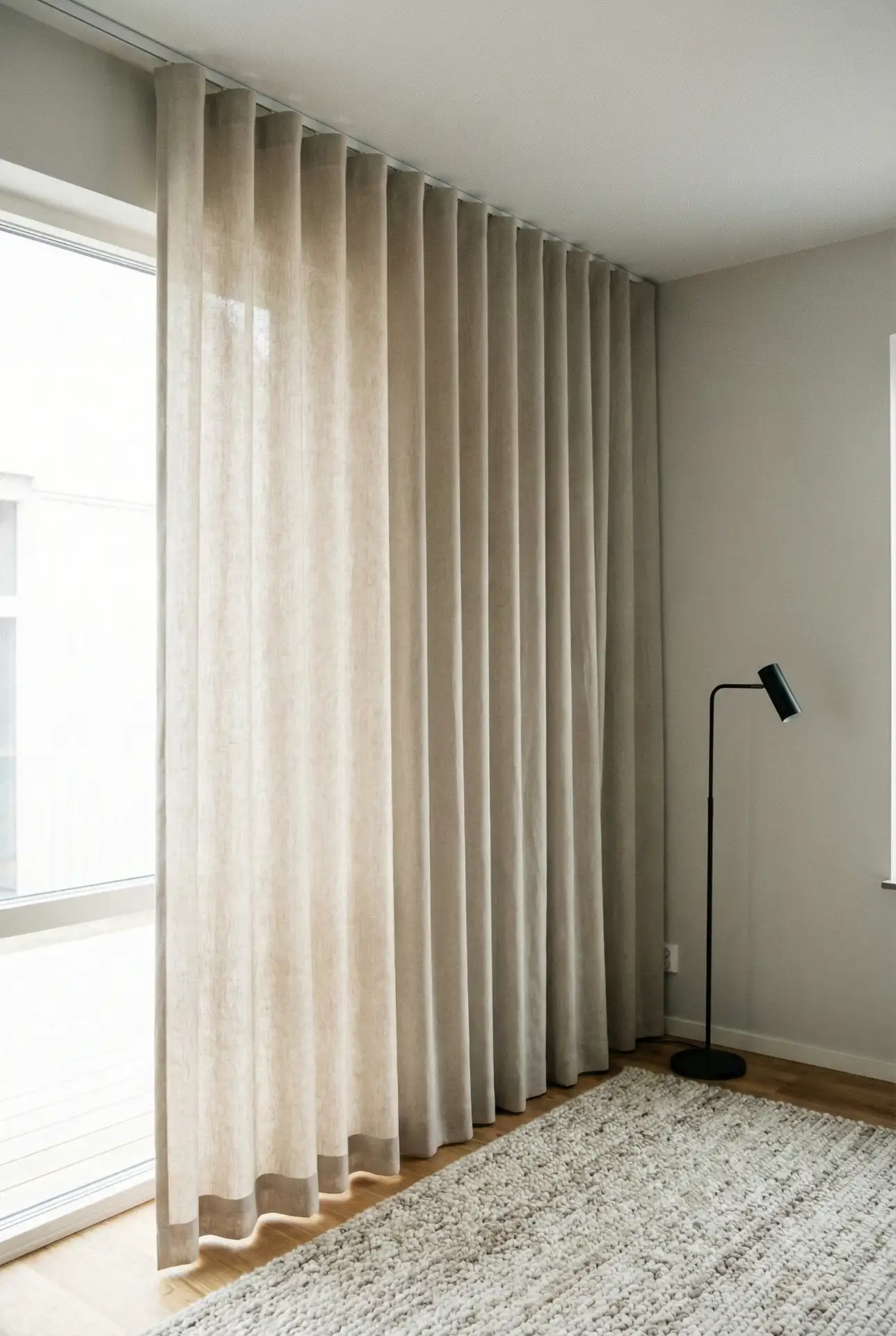 Minimalist Ripple-Fold Curtains For A Clean Wall Line 2