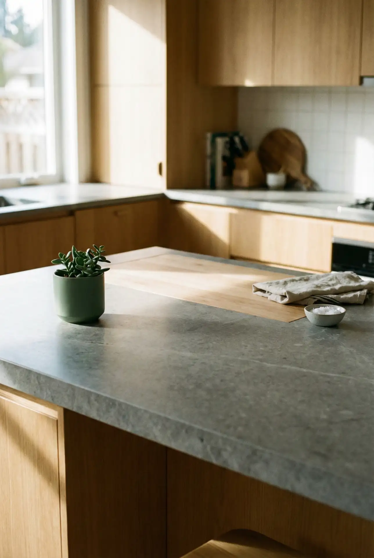 Modern Island Prep Zone With One Green Accent 1