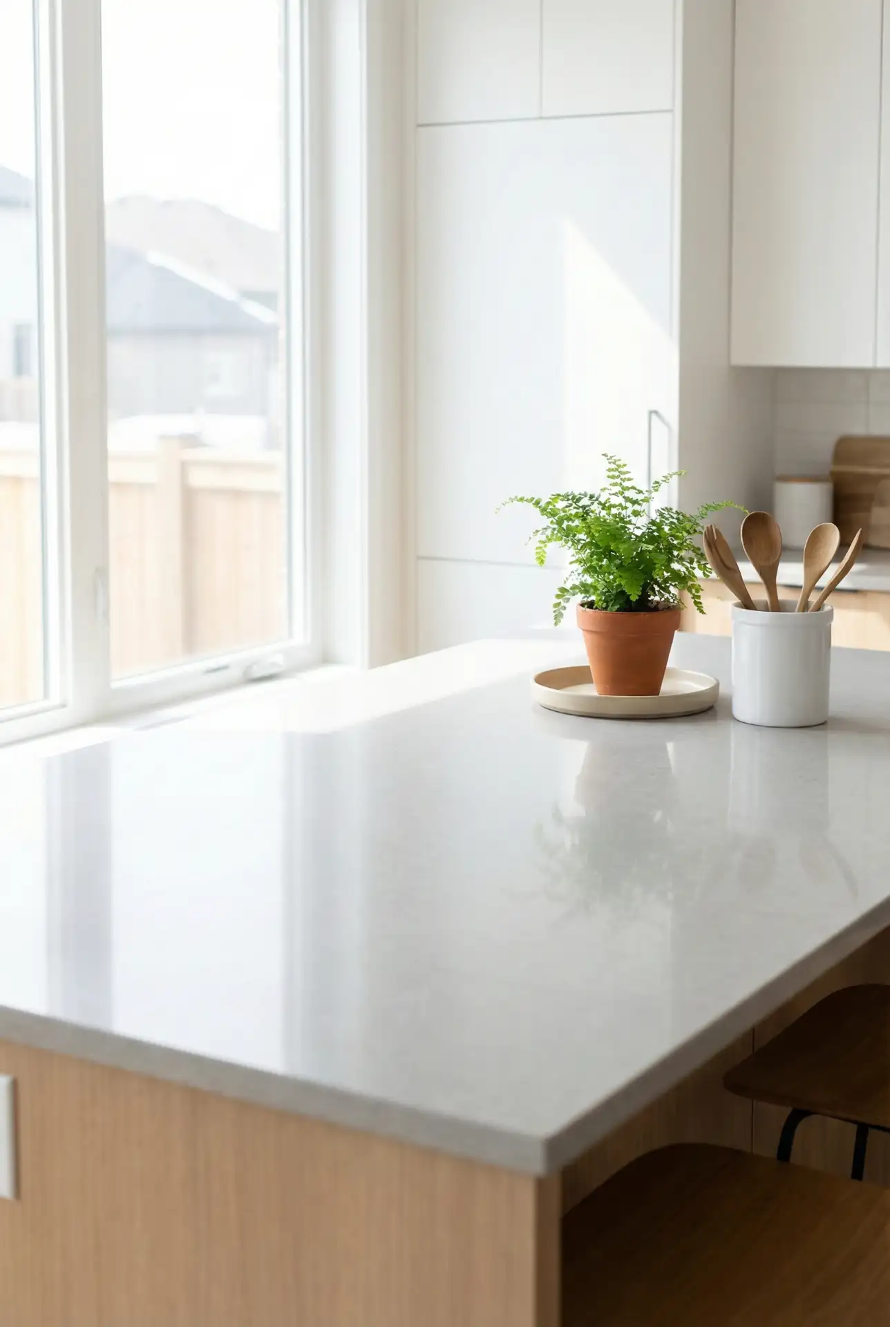 Modern Island Prep Zone With One Green Accent 2