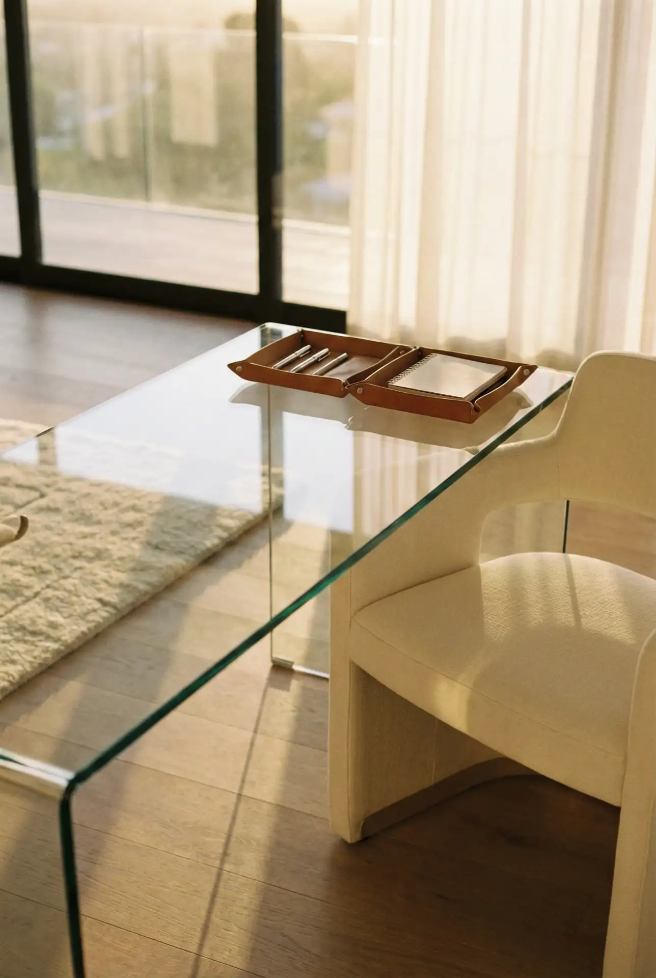 Modern Luxury Glass Desk In An Open Plan 1