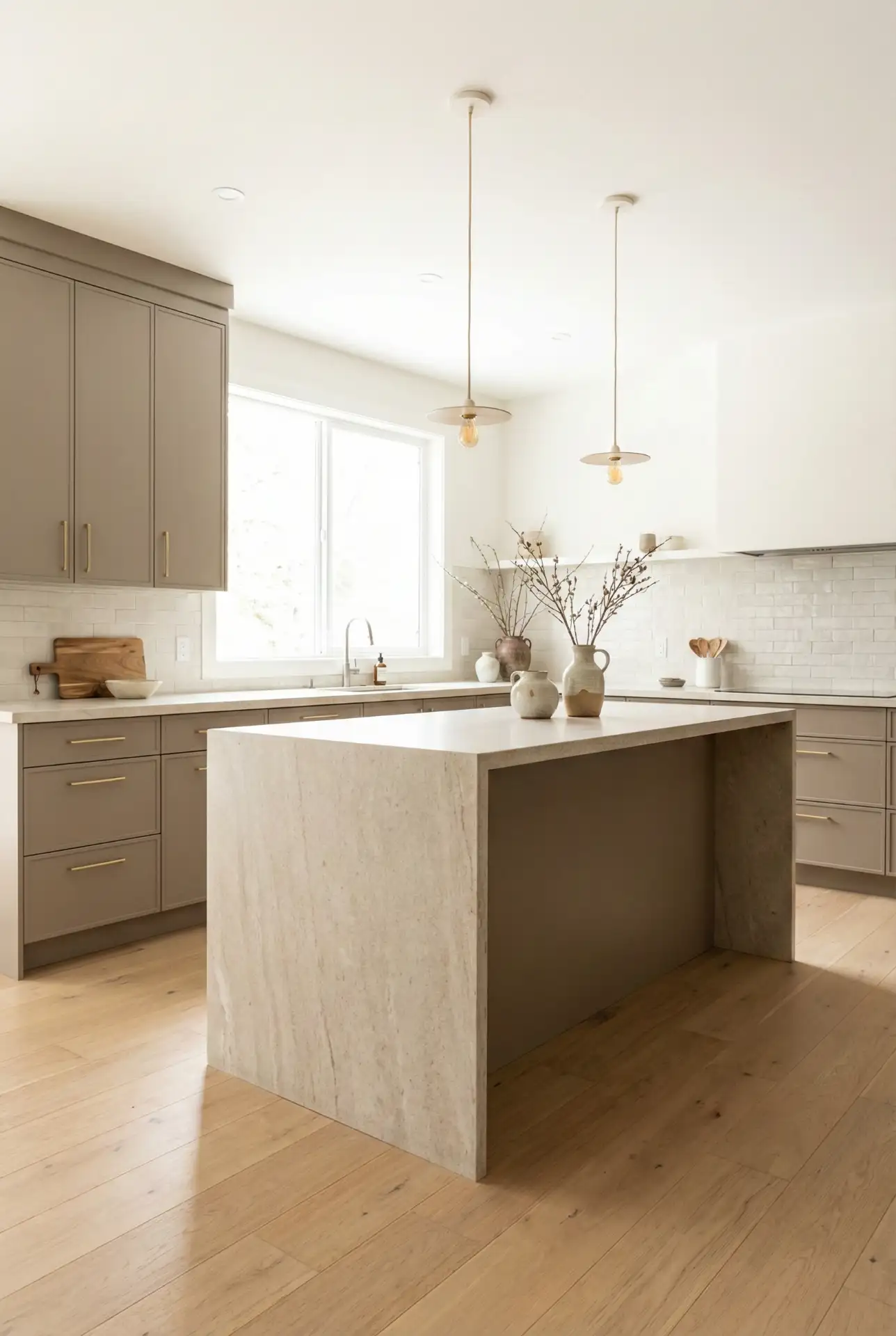 Modern Luxury Waterfall Island Kitchen 1