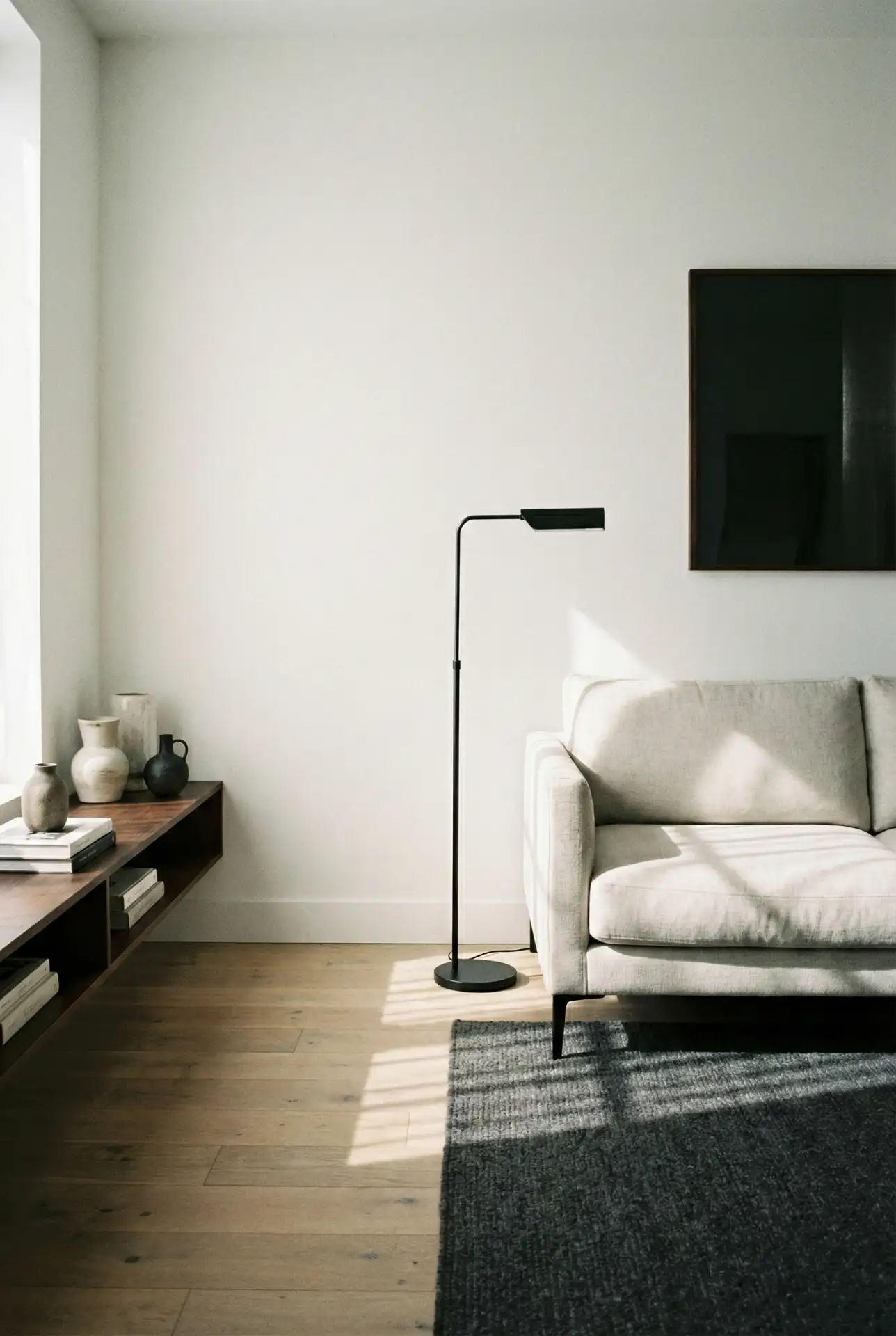 Modern Minimalist White Living Room with Quiet Contrast 2