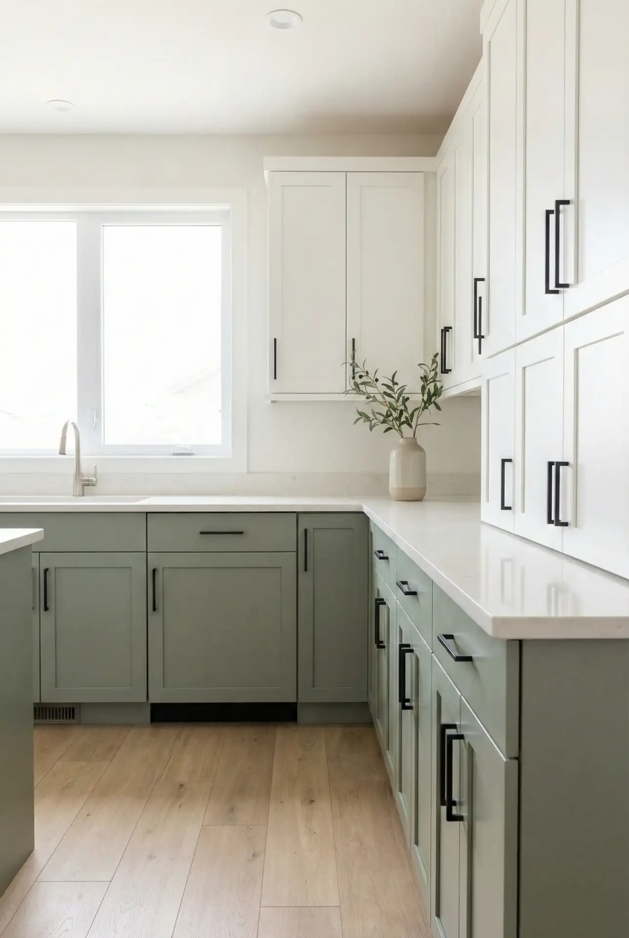 Modern Sage And White With Slim Hardware 2