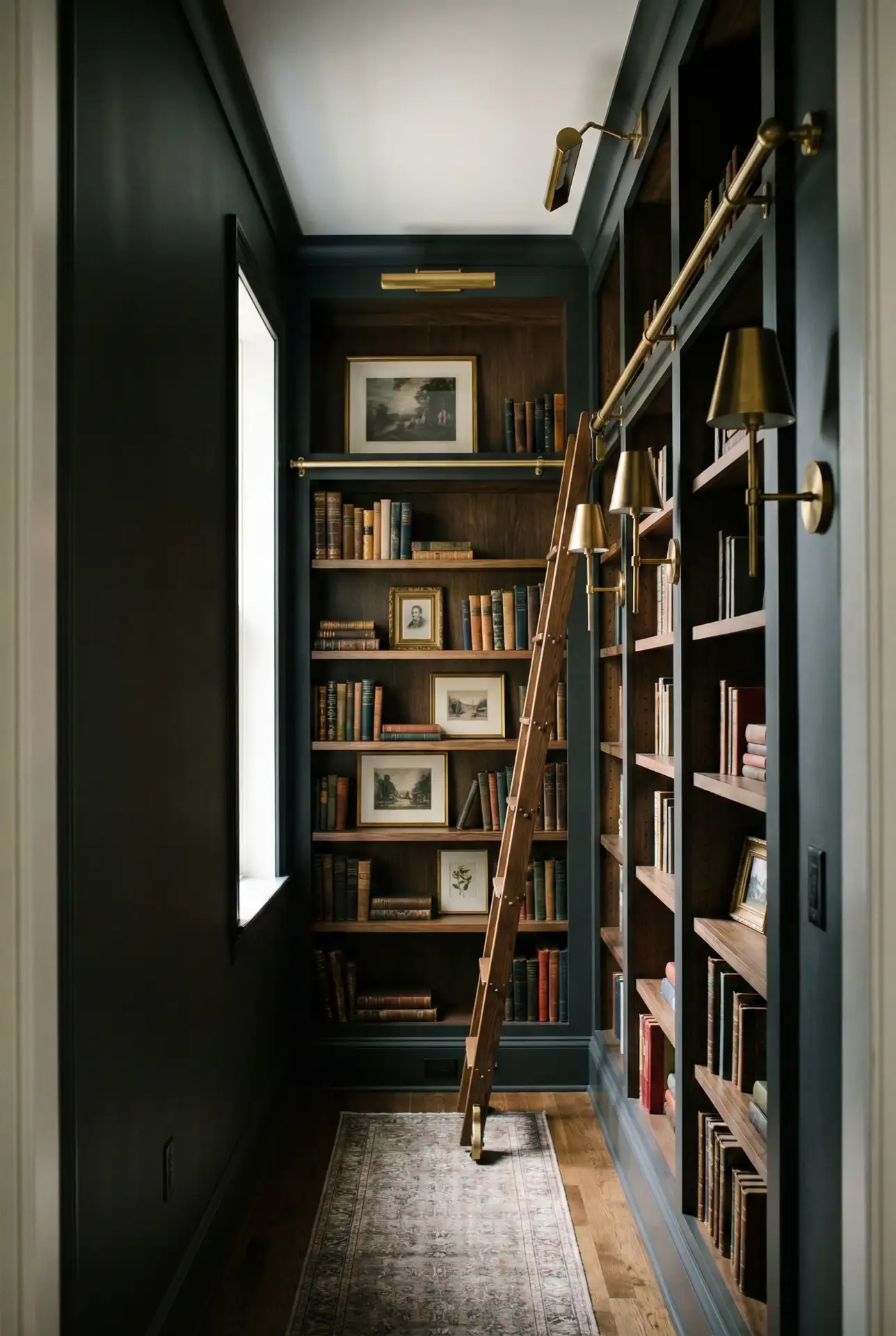 Moody Ladder Library In A Hallway Alcove 1