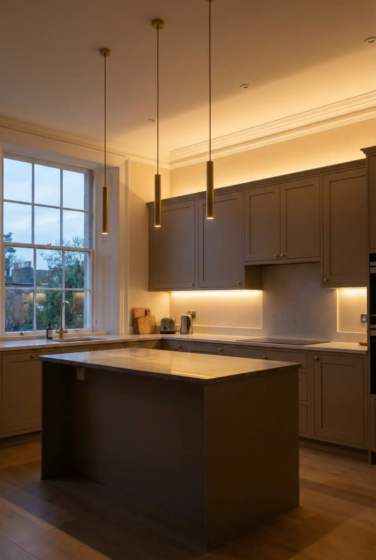 Open Layout Kitchen With Zoned Lighting 1