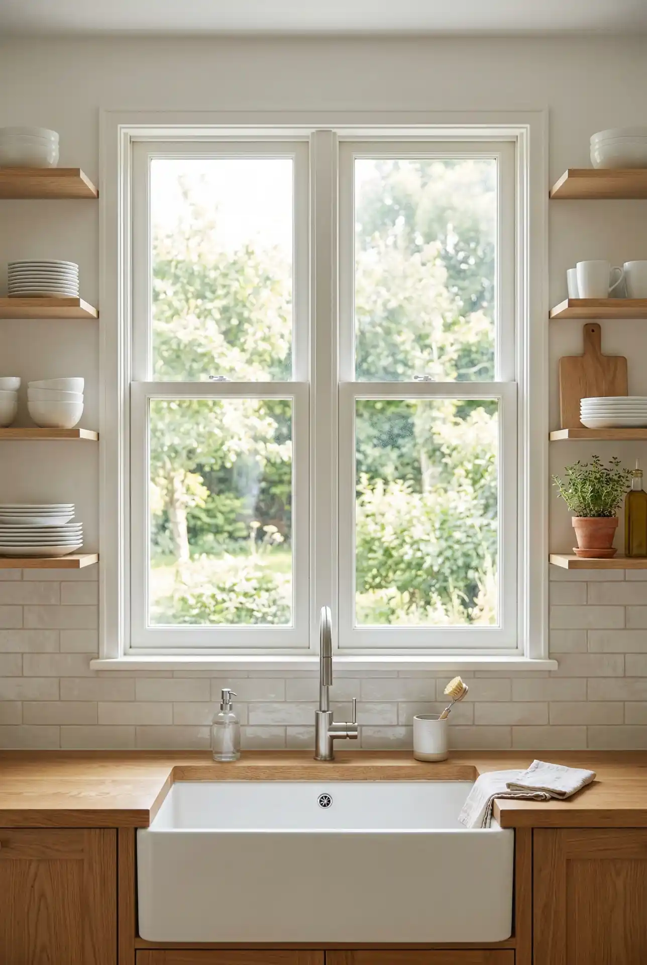 Open Shelves Flanking A Double Window 1