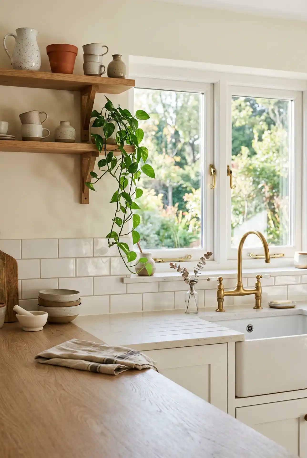 Open Shelves Flanking A Double Window 2