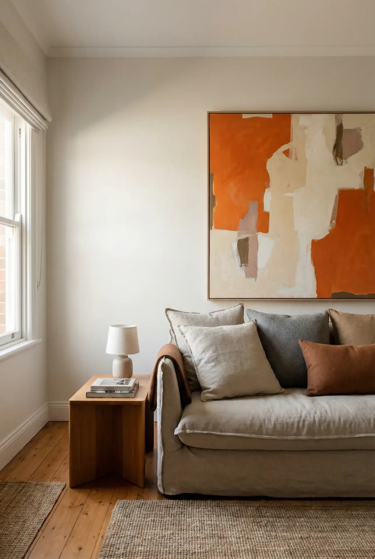 Orange Pop Accent Wall Art With Calm Neutrals 2