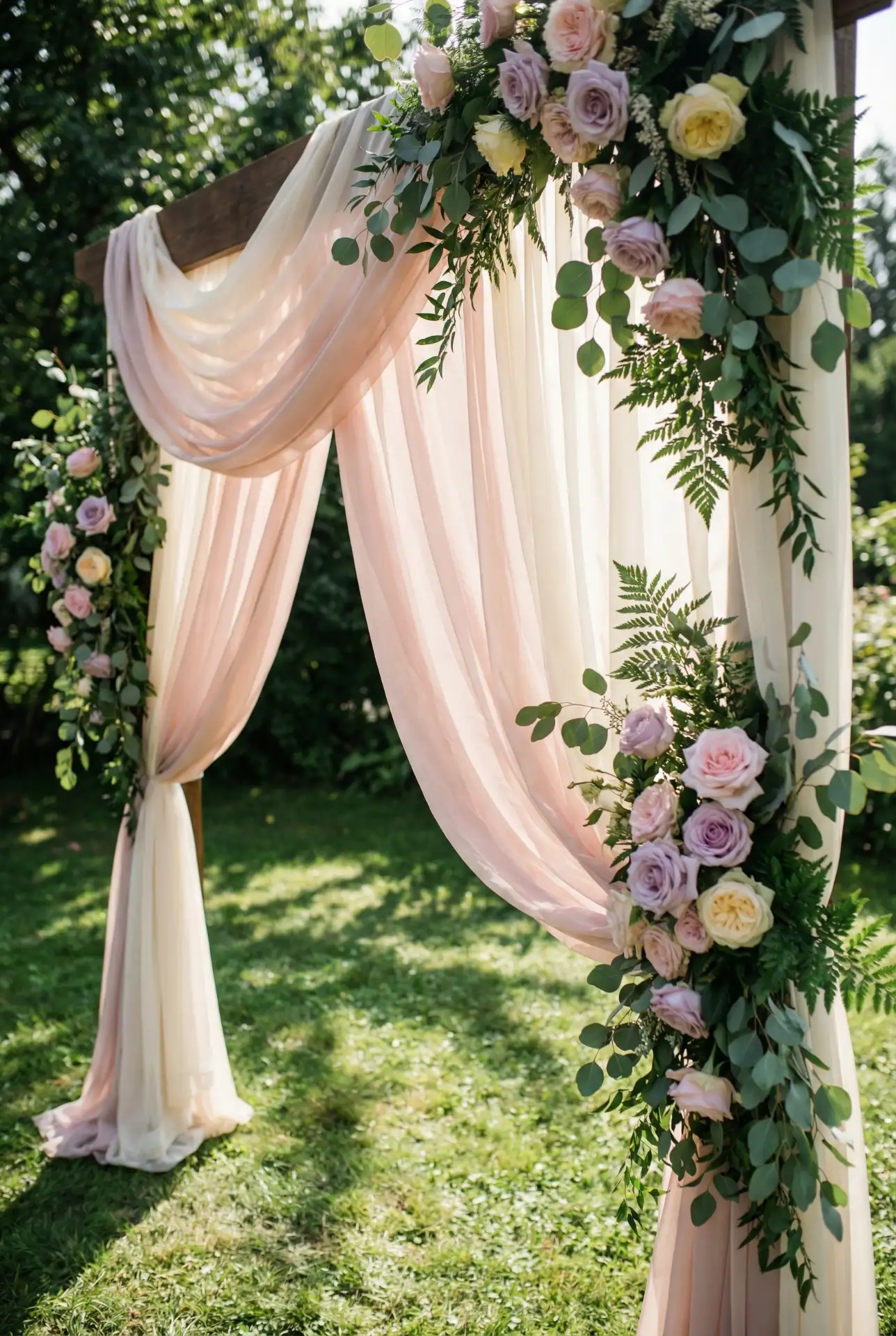 Outdoor Garden Arch With Flowing Drapery 2