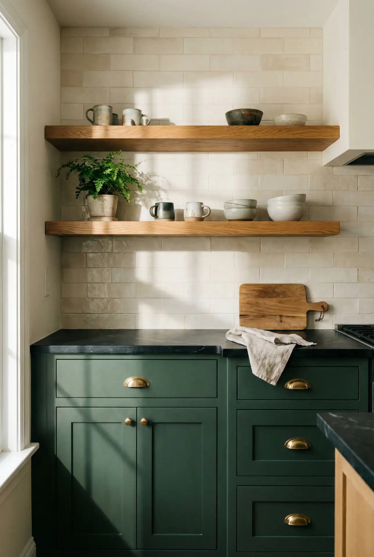 Painted Cabinets With Black Counter Top In A Modern Mix 2