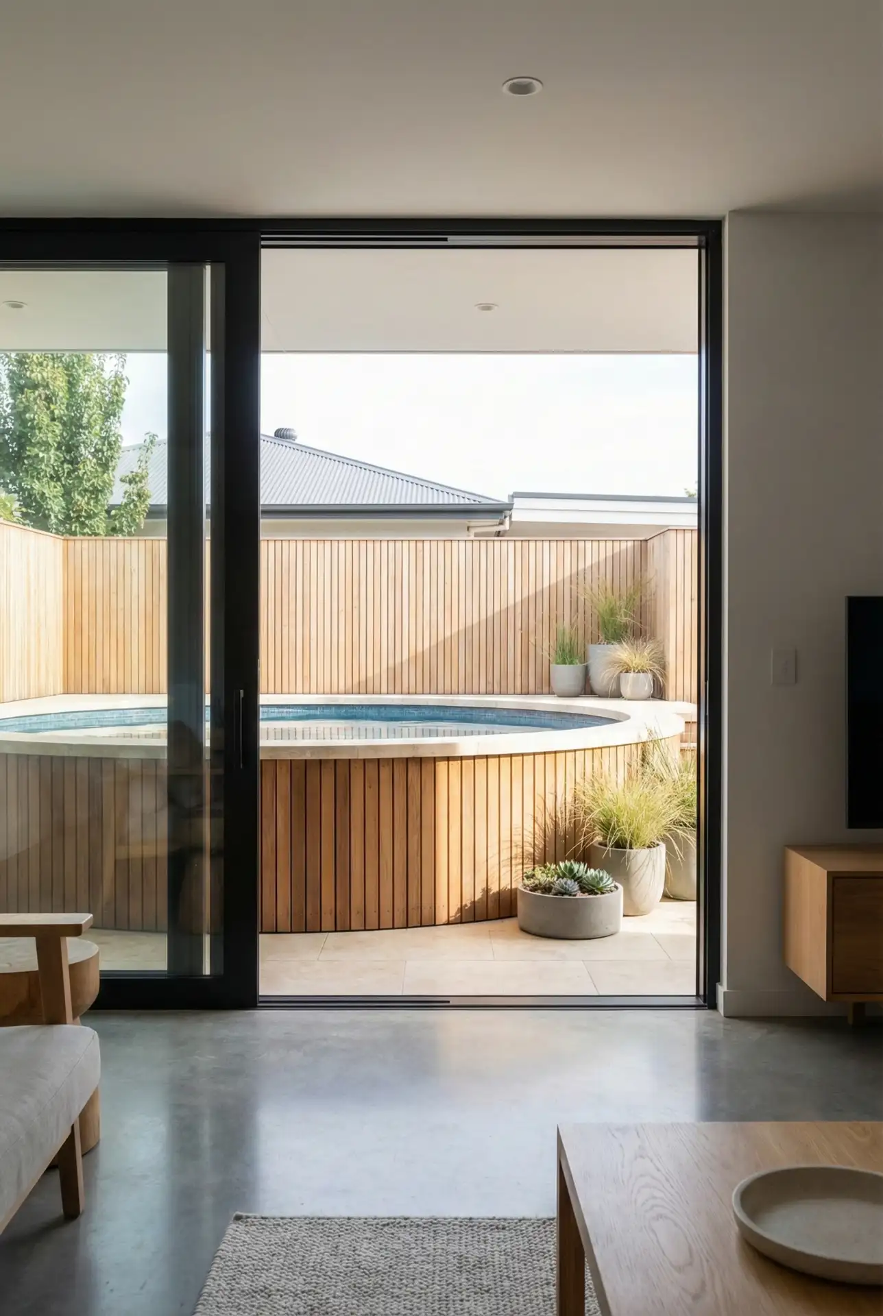 Partial Sunken Pool with Cedar Wrap Accent 1
