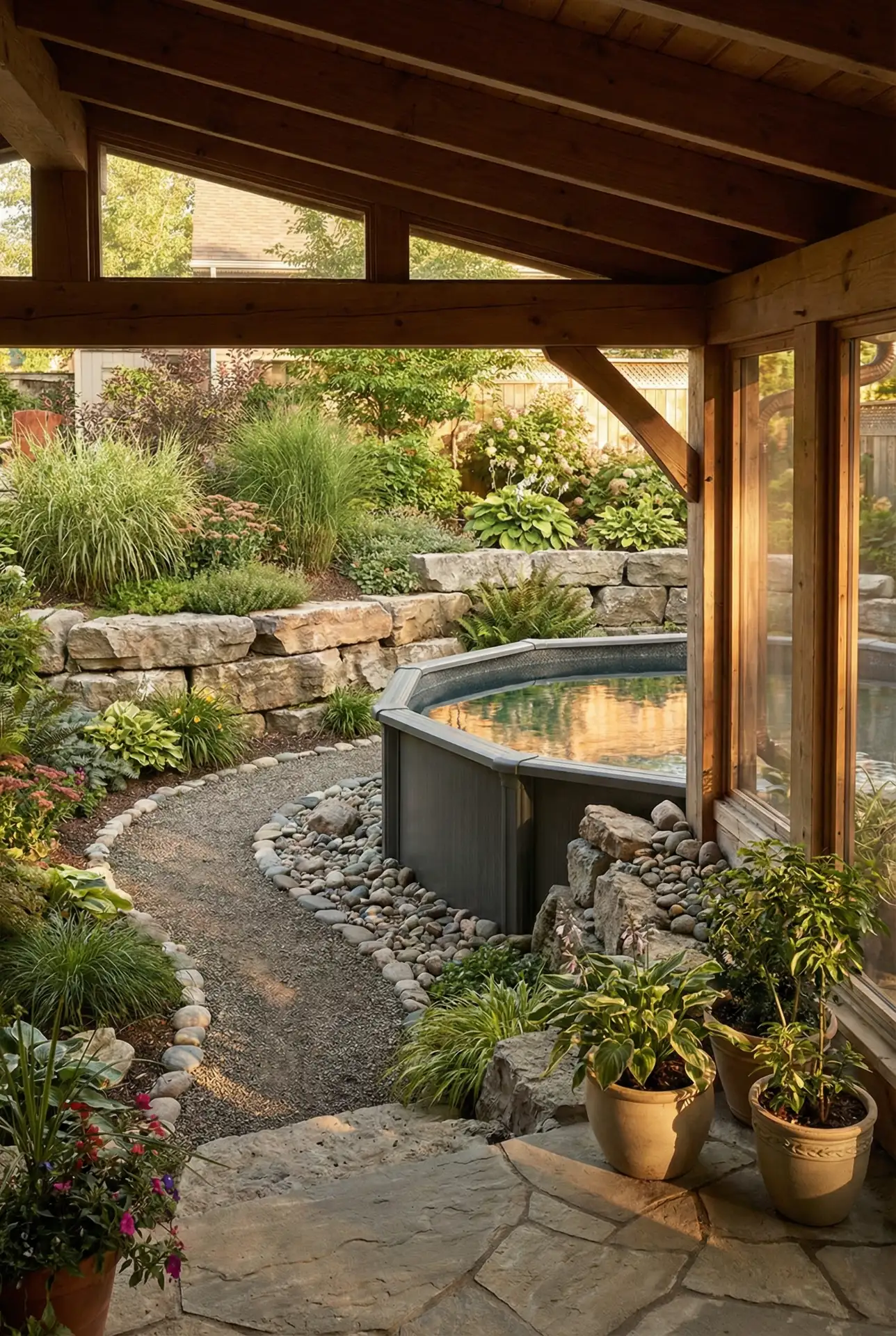 Partially Sunken Stone Oasis Pool 2