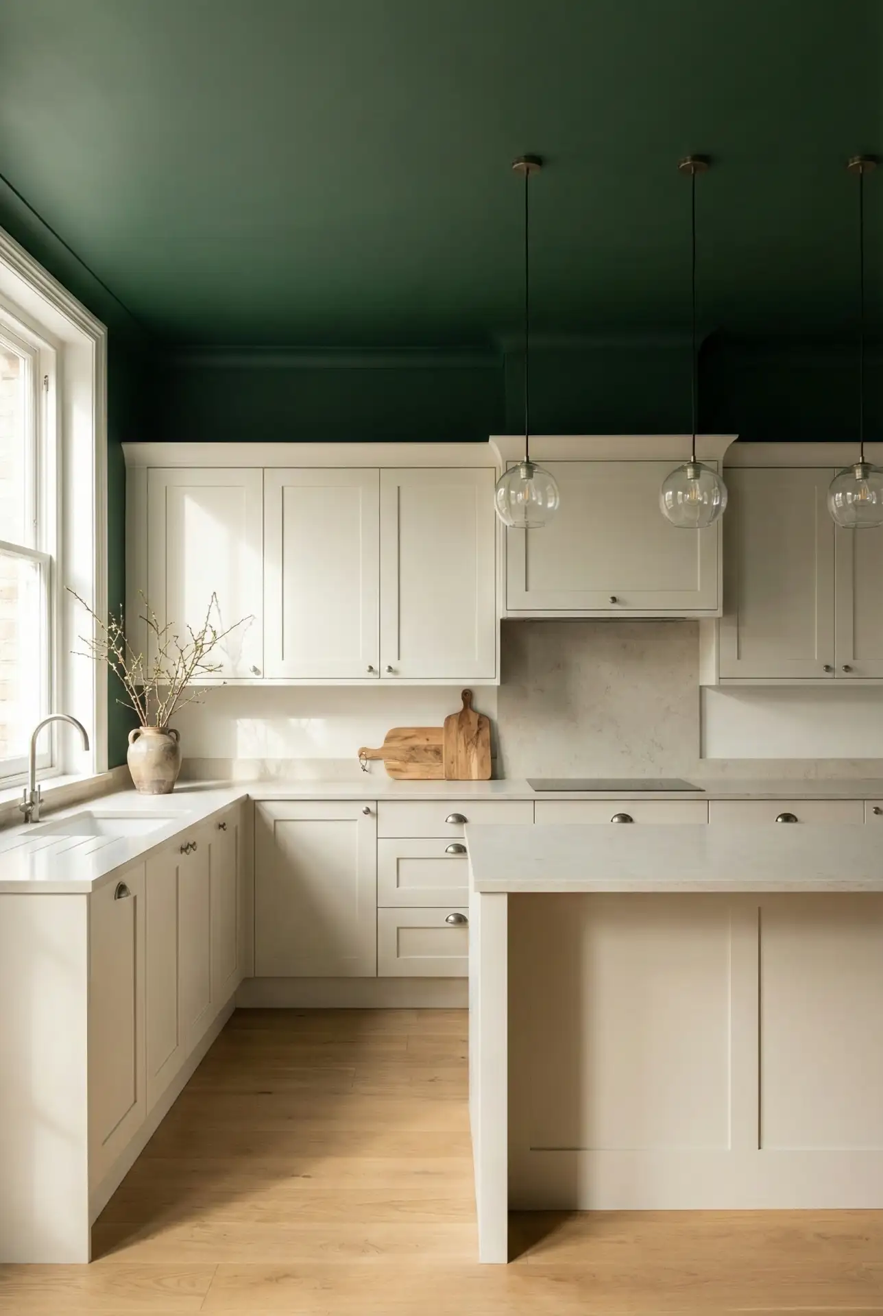 Pastel Green Breakfast Nook With Built-In Bench 2