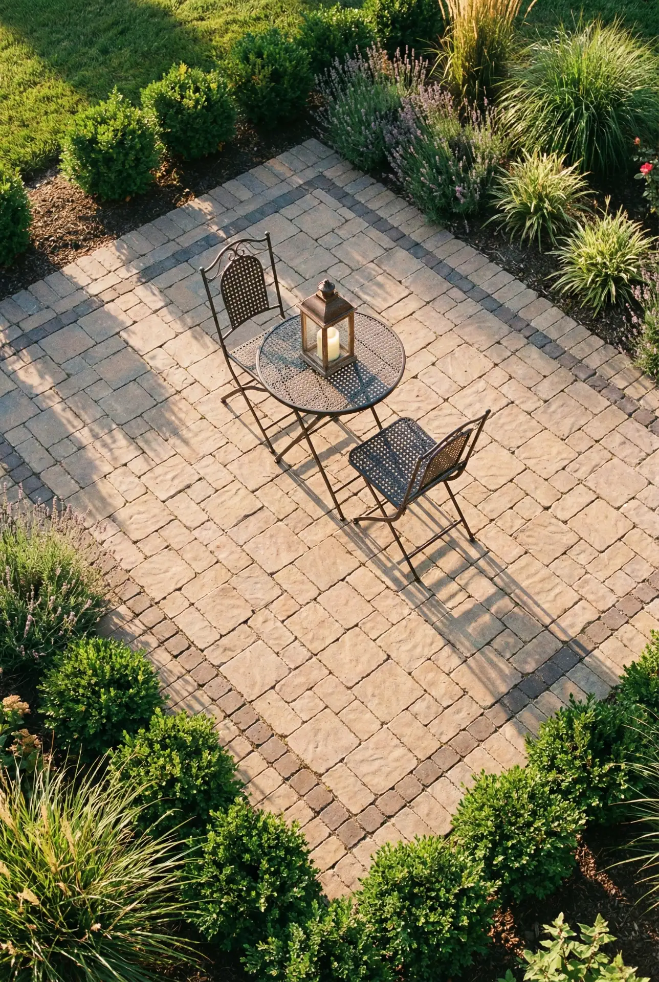 Paver Border That Frames A Tiny Dining Pad 2