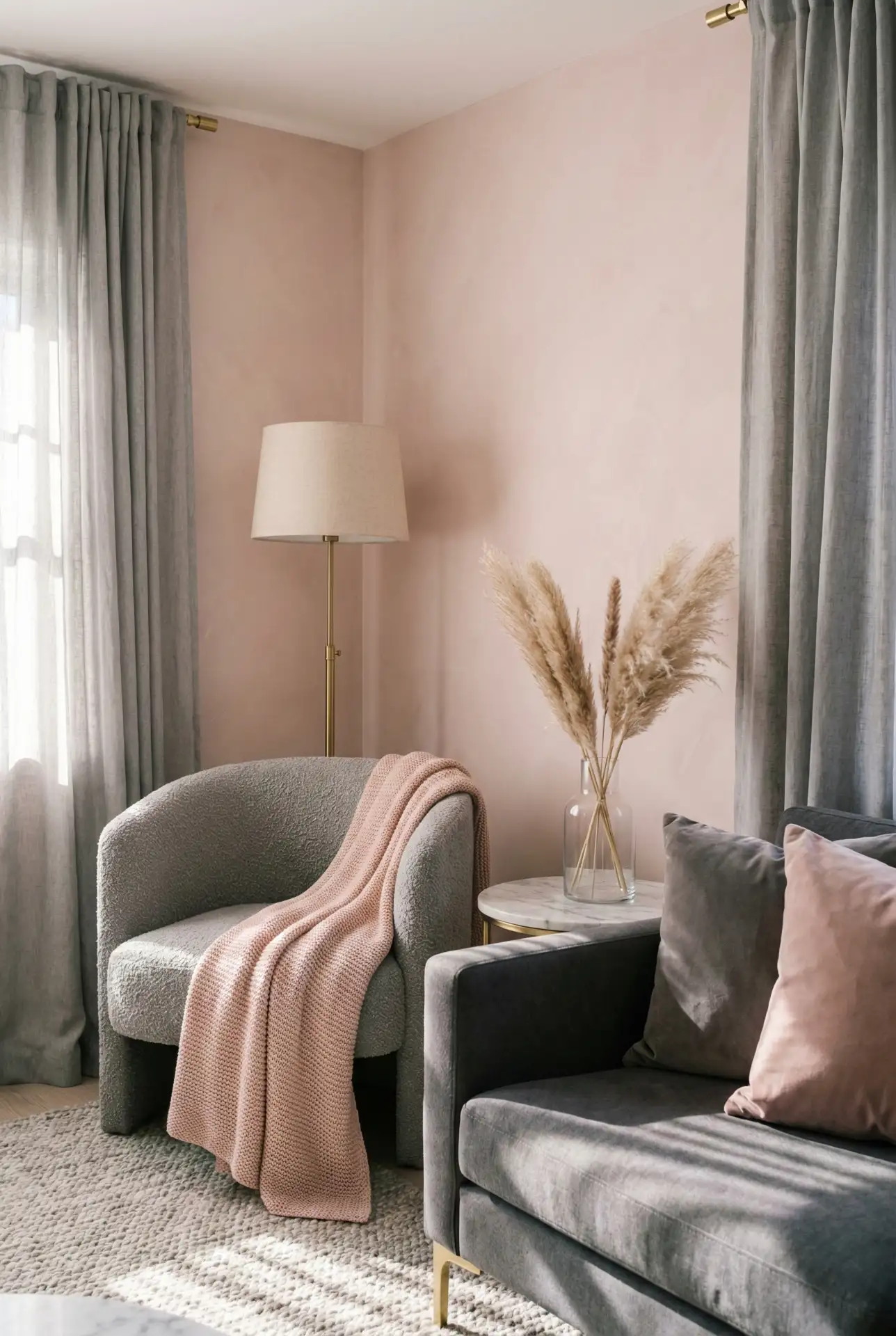 Pink And Grey With Soft Glam Details 1