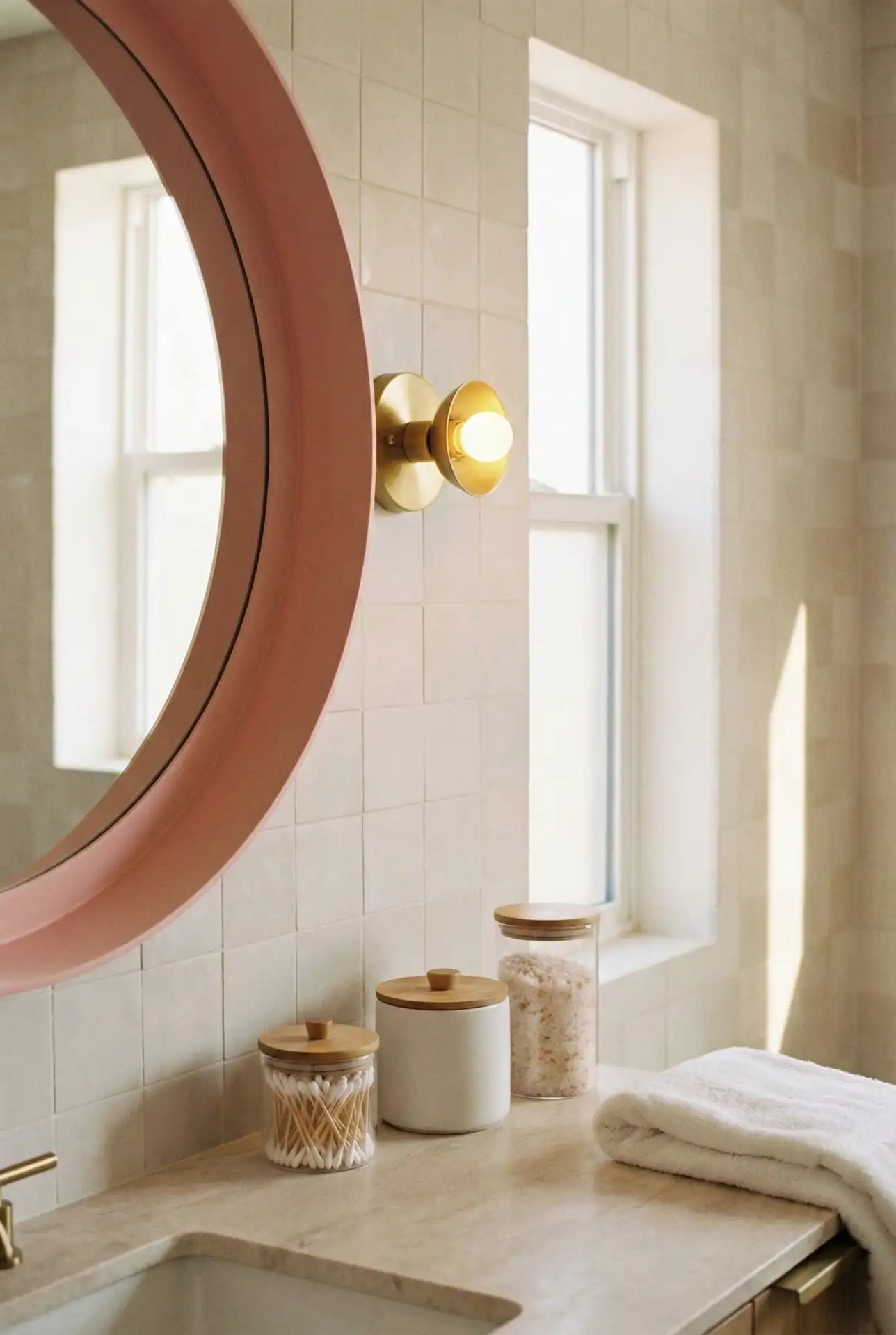 Pink Scallop Mirror With Rental-Friendly Charm 2