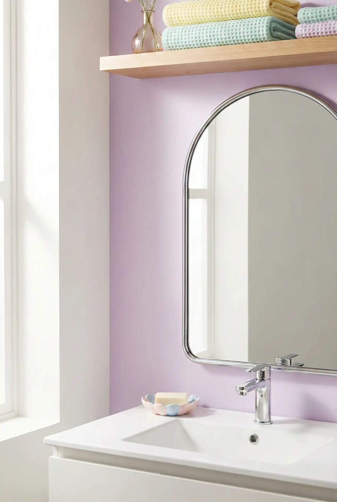 Purple Accent Wall With Playful Curves 1